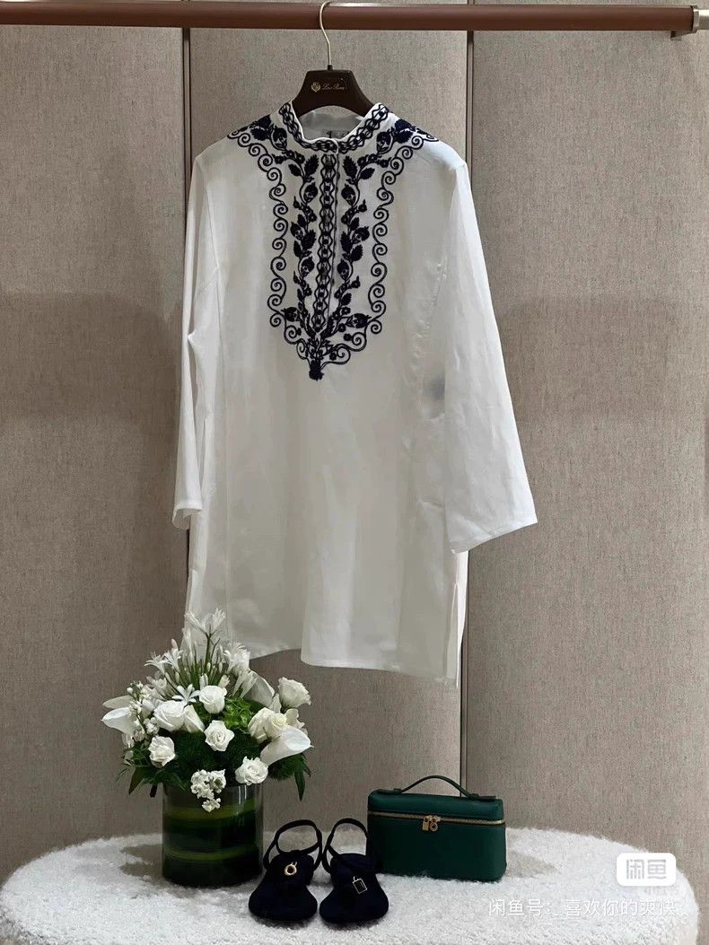 Loro Piana LORO PIANA Blue and white porcelain embroidered linen dres Size S / US 4 / IT 40 - 2 Thumbnail