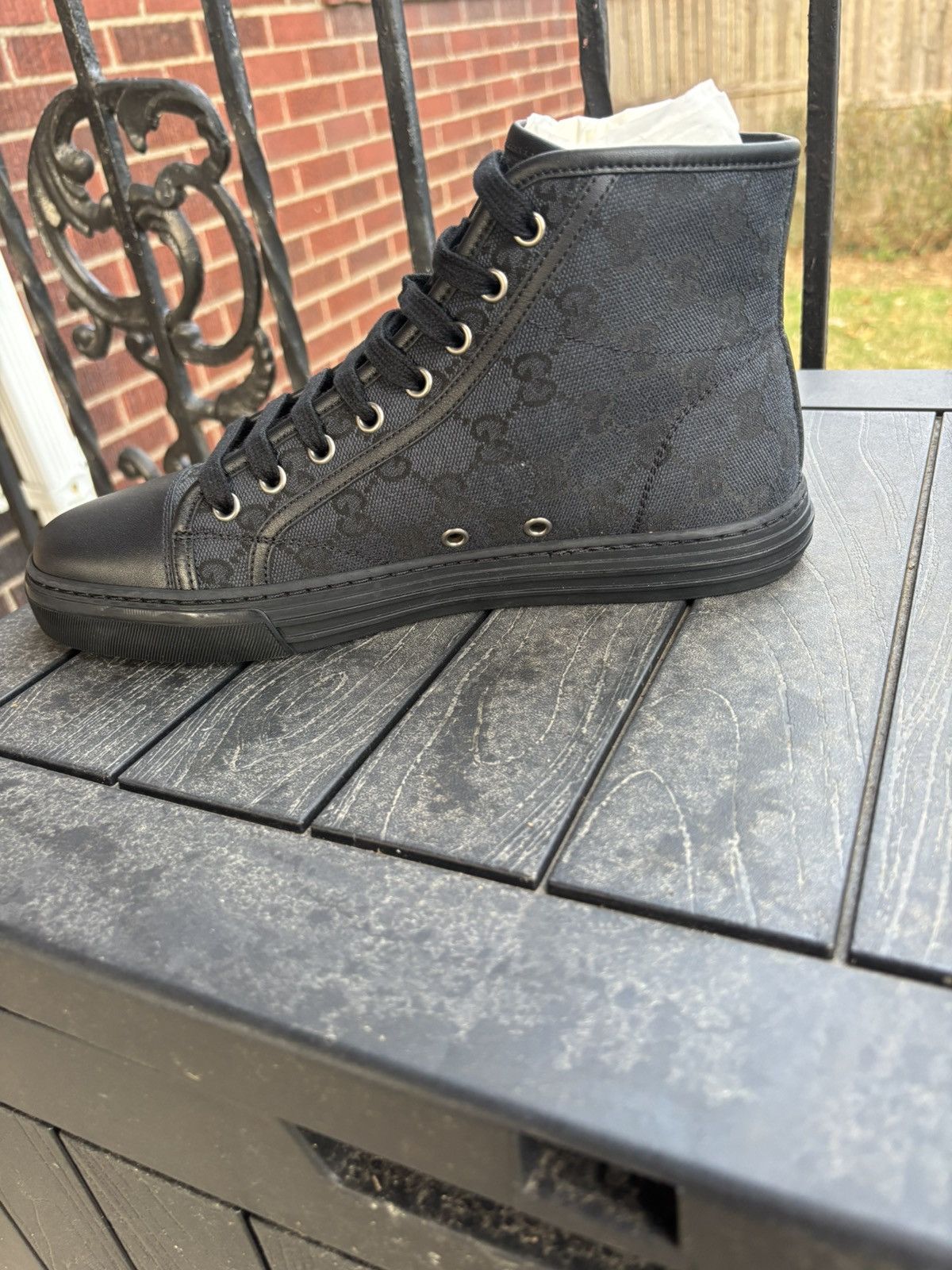Gucci Gucci GG canvas & leather high tops Size US 5.5 / EU 38 - 8 Thumbnail
