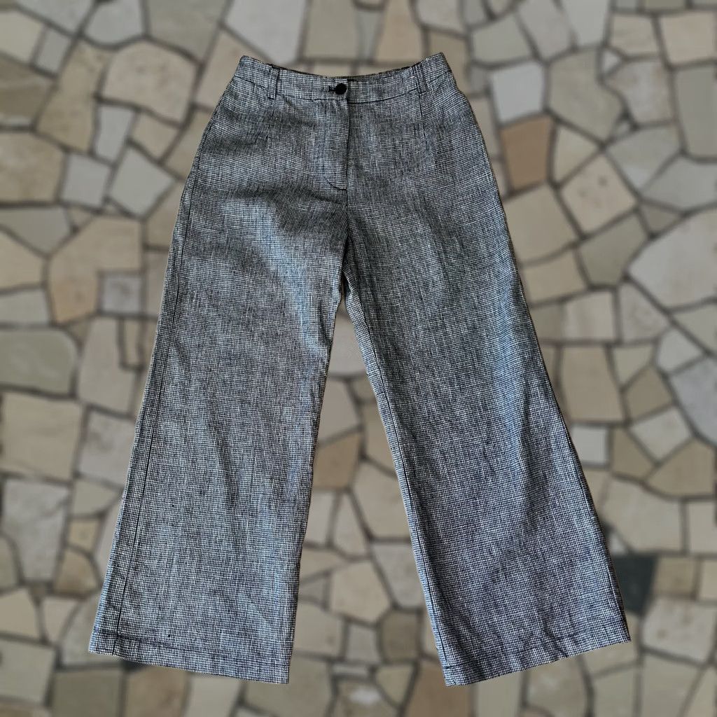 Reformation Reformation Linen Trousers Houndstooth Wide-Leg 25" Inseam Womens 0 Size 25" / US 0 / IT 36 - 1 Thumbnail