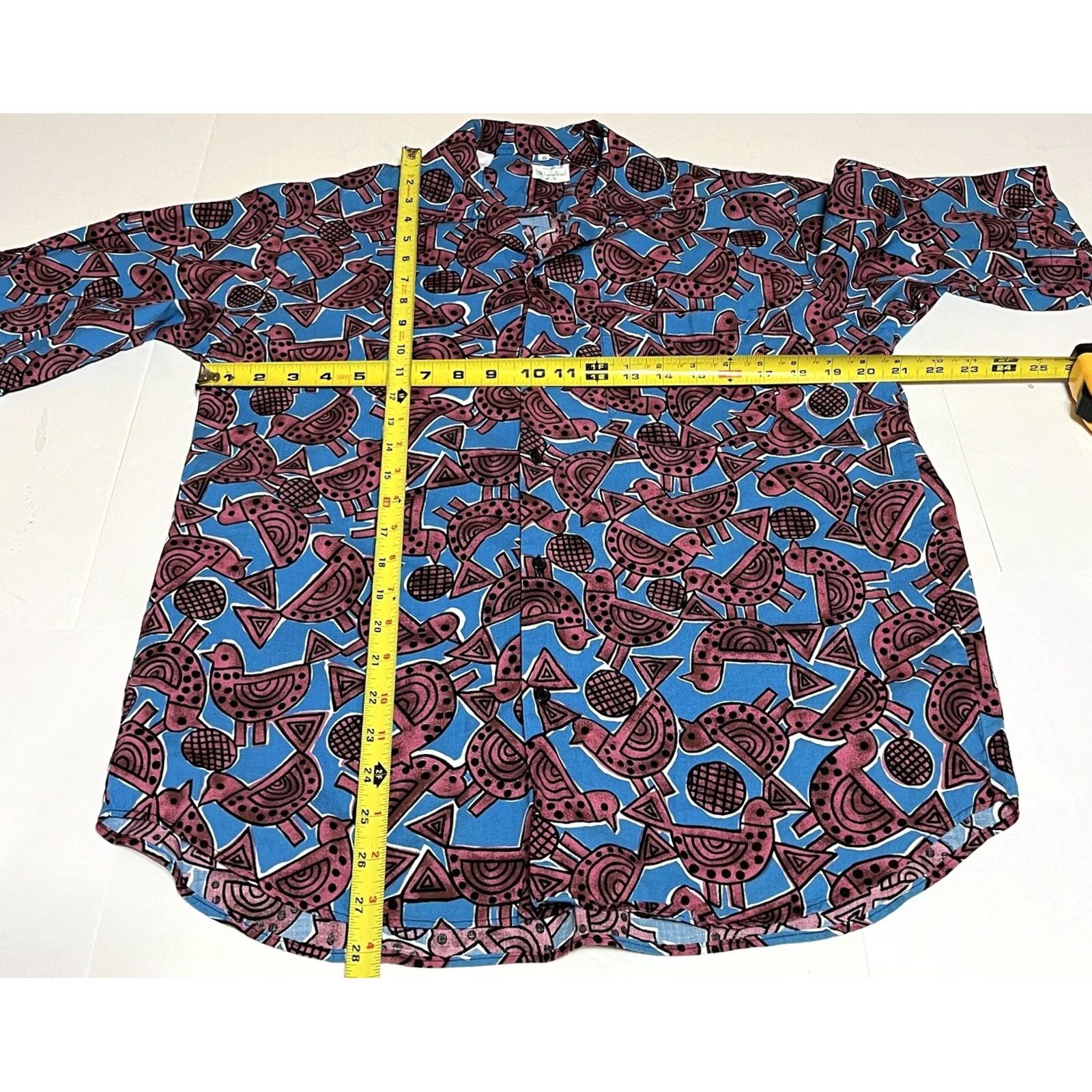 Benetton VINTAGE Benetton Shirt Men Small Pink Blue Birds All Over Print Italy Button Up Size US S / EU 44-46 / 1 - 4 Thumbnail