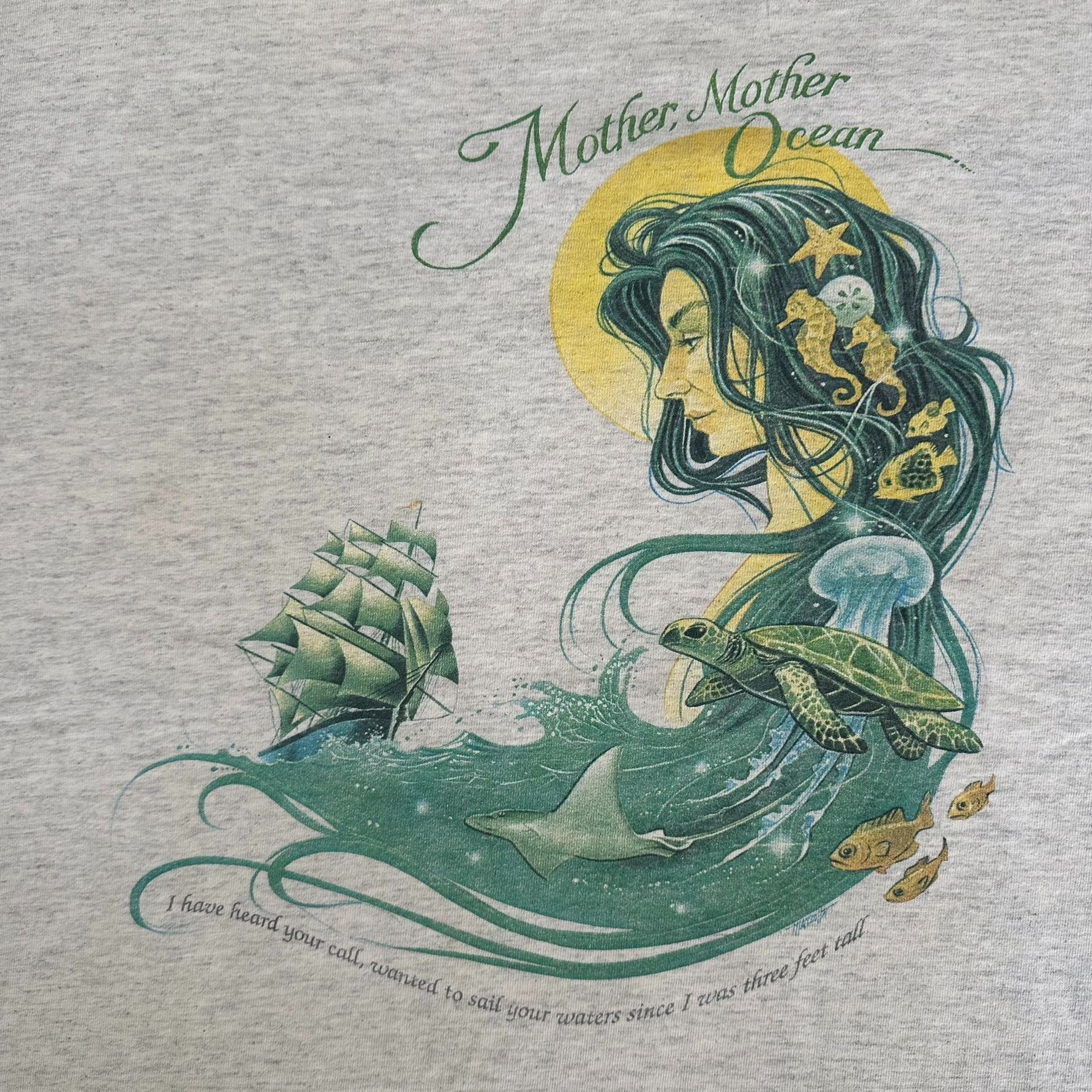 Vintage Vintage 90s Jimmy Buffett Mother Ocean T-Shirt Pirate Nautic Size US XL / EU 56 / 4 - 2 Thumbnail