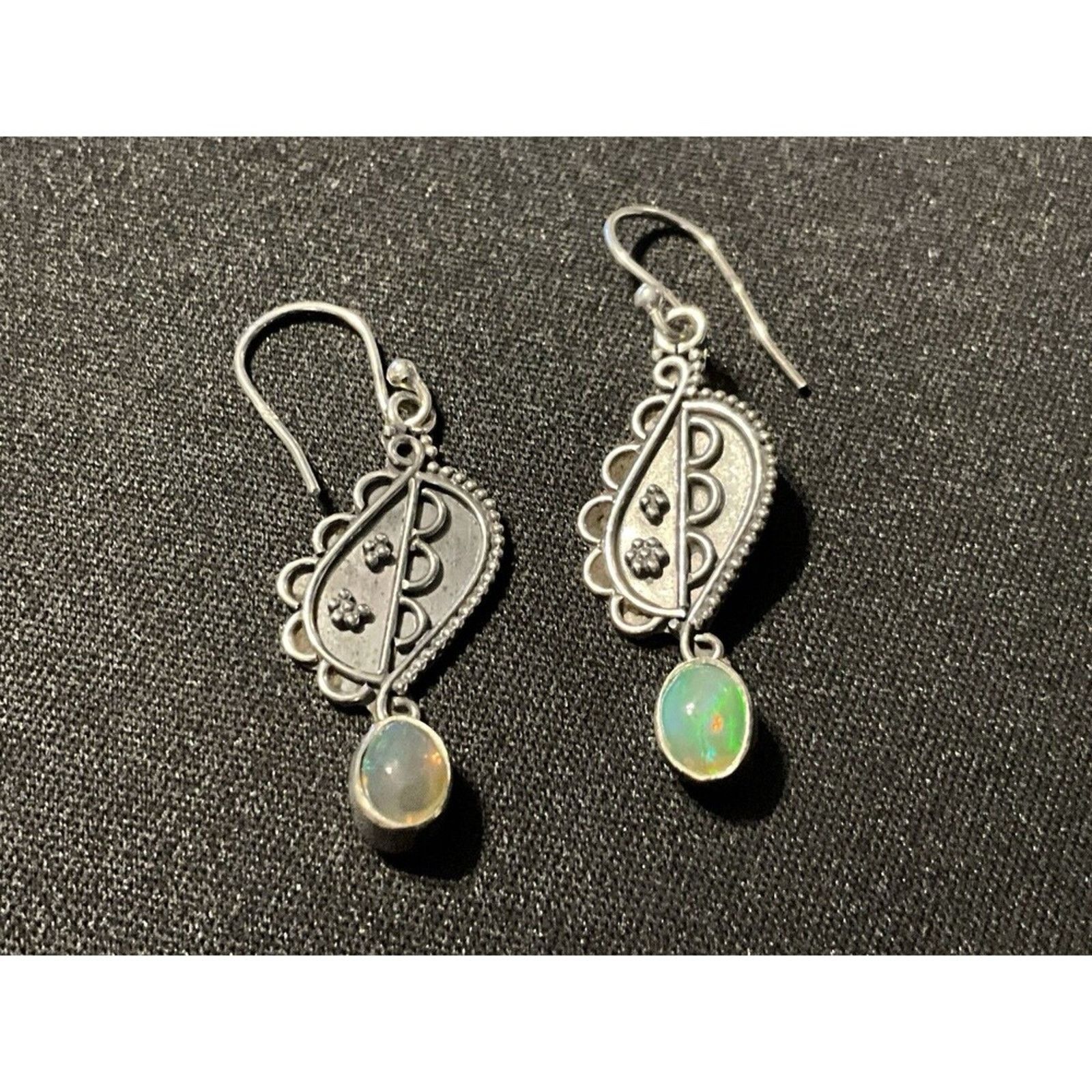 Other 925 Sterling Silver Opal Dangle Fish Hook Earrings Size ONE SIZE - 1 Thumbnail