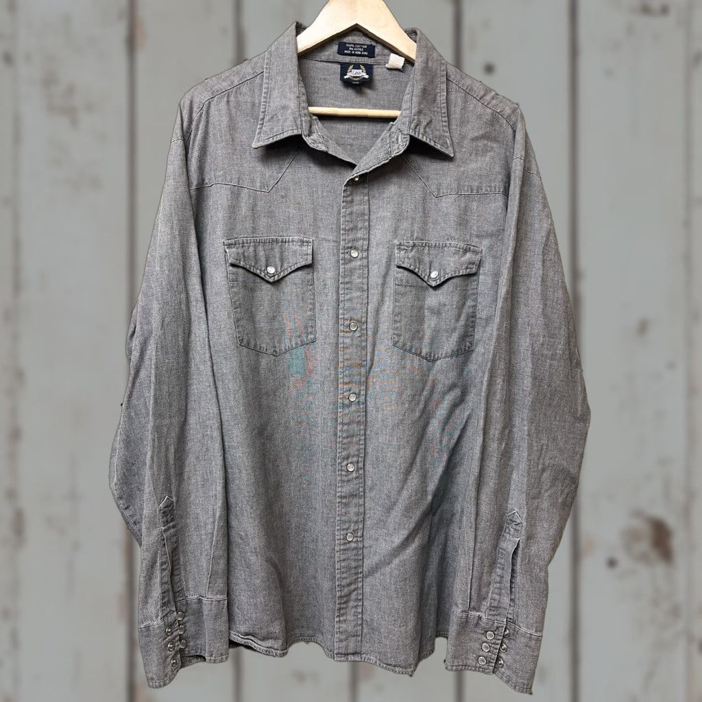 Lee VINTAGE Lee Gray Snaps Shirt Western Long Sleeve 2XL Hong Kong Size US XXL / EU 58 / 5 - 1 Thumbnail