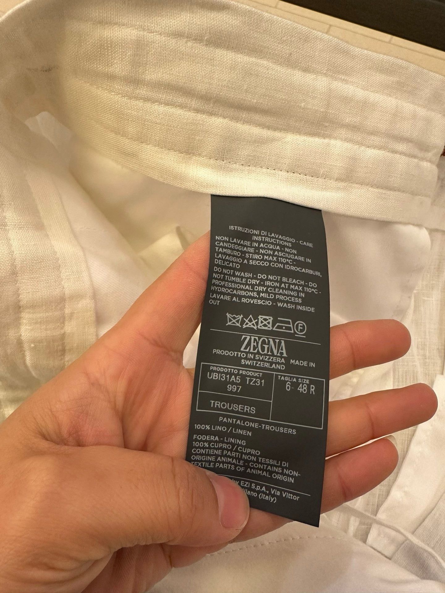 Ermenegildo Zegna Zegna UBI31A5 White Linen Casual Pants Size US 38 / EU 54 - 6 Thumbnail