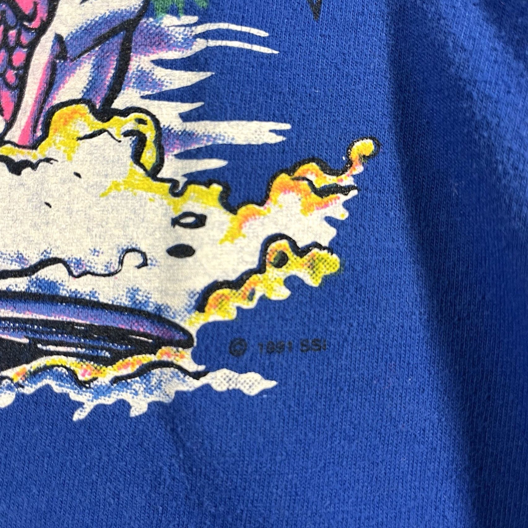 Vintage VINTAGE SSI Graphic Tee Men's Shirt XL Blue Single Stitch 1991 Fishing Hip Hop Crew Neck T-Shirt Size US XL / EU 56 / 4 - 4 Thumbnail