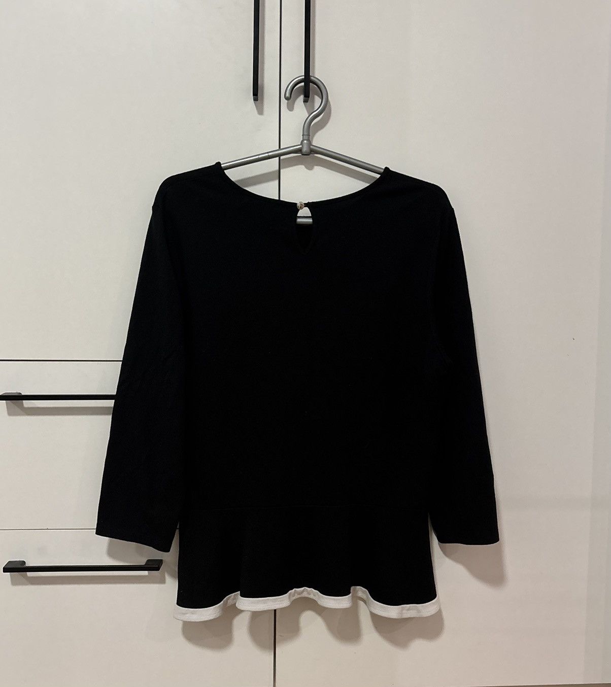 Polo Ralph Lauren Lauren by Ralph Lauren Peplum Knit Top Black/White Size L Size L / US 10 / IT 46 - 1 Thumbnail