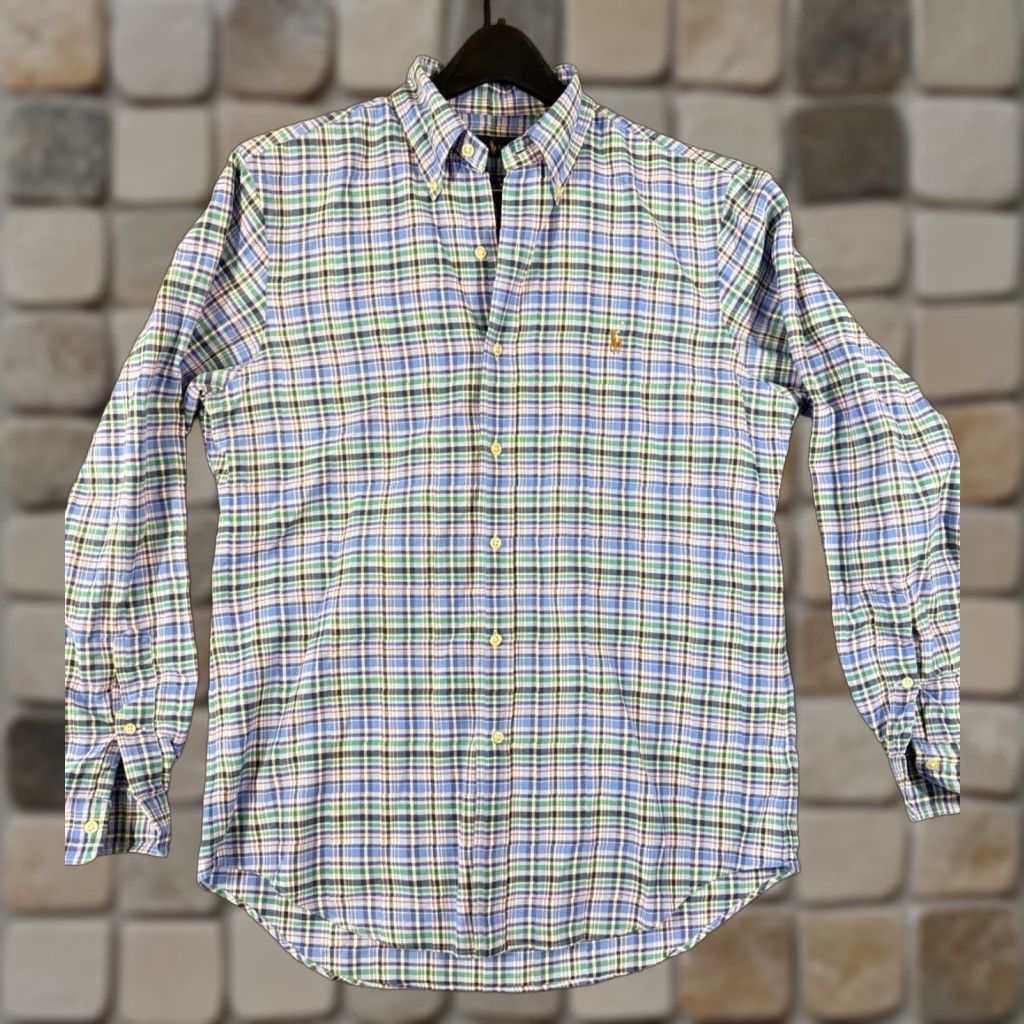 Ralph Lauren Ralph Lauren Shirt Mens M Blue Green Plaid Button-Down Long Sleeve Pony Logo Shirt Size US M / EU 48-50 / 2 - 1 Thumbnail