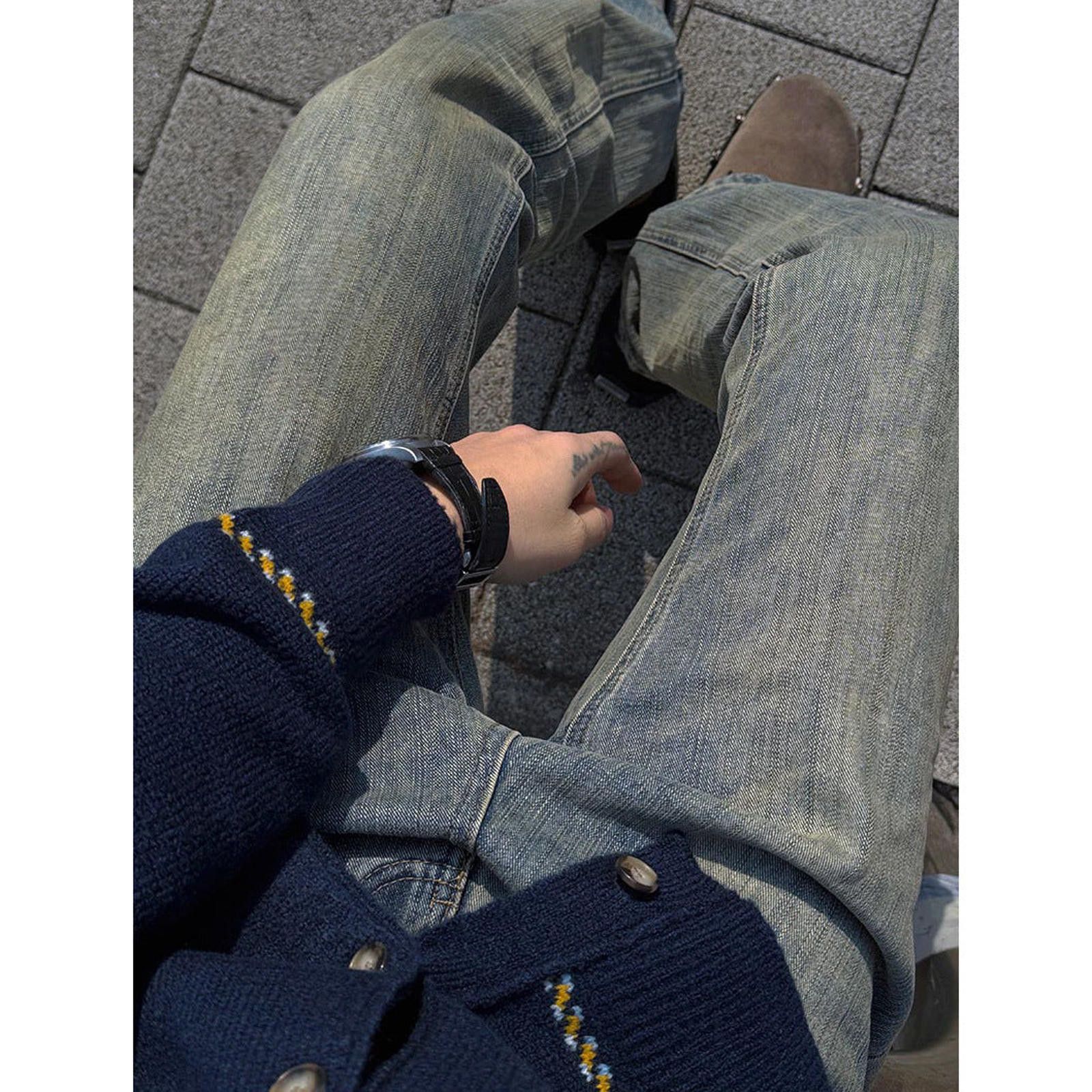 Vintage Faded Straight Leg Casual Jeans, Light Wash Denim Pants Size US 32 / EU 48 - 2 Thumbnail