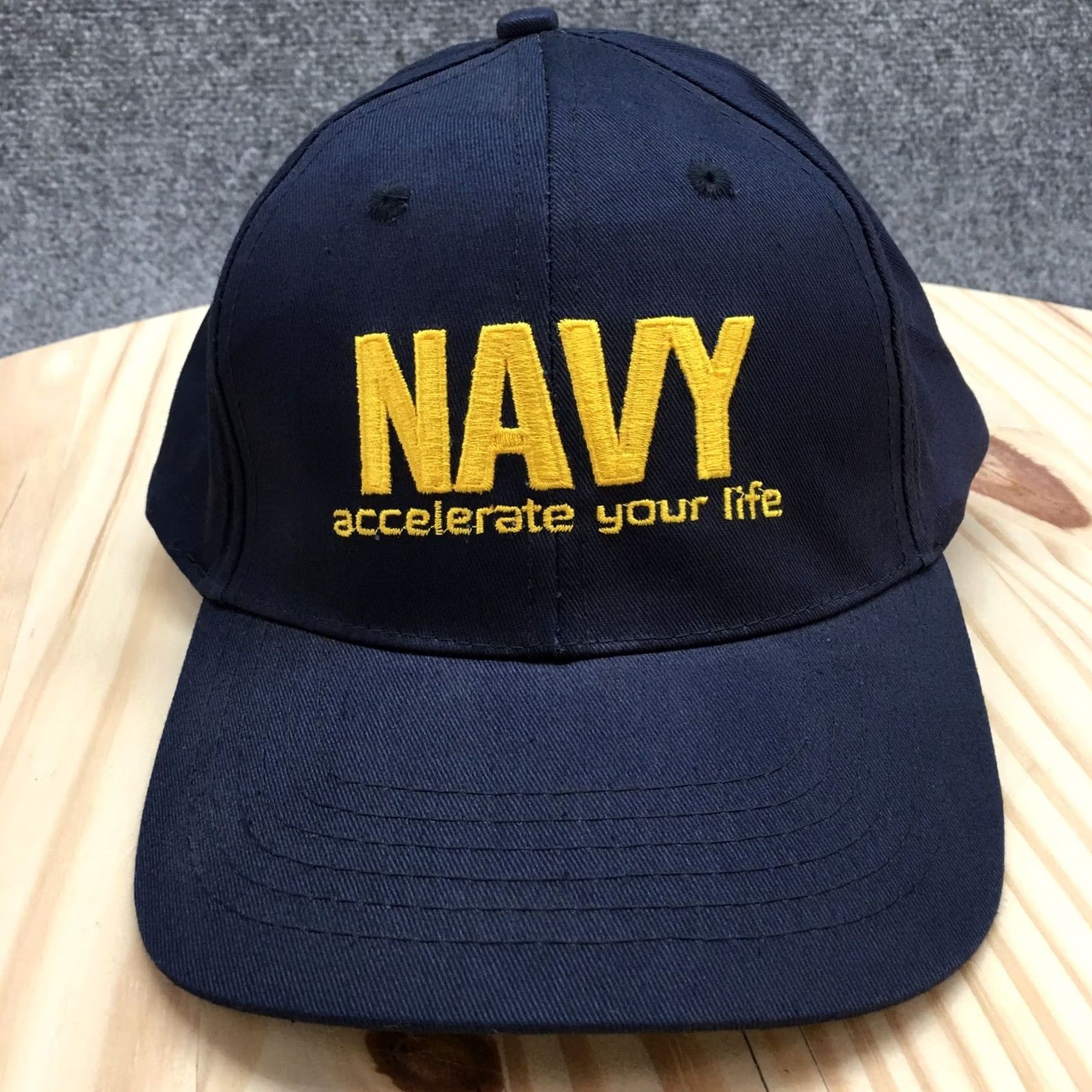Vintage USA Navy Baseball Hat Mens Blue OS Adjustable Curved Brim Embroidered Logo Size ONE SIZE - 2 Thumbnail