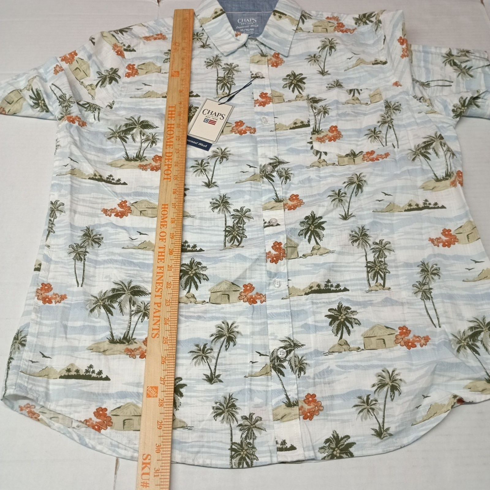 Chaps Chaps Seacoast Wash Chambray Woven Shirt Men's XL White Sand Size US XL / EU 56 / 4 - 5 Thumbnail