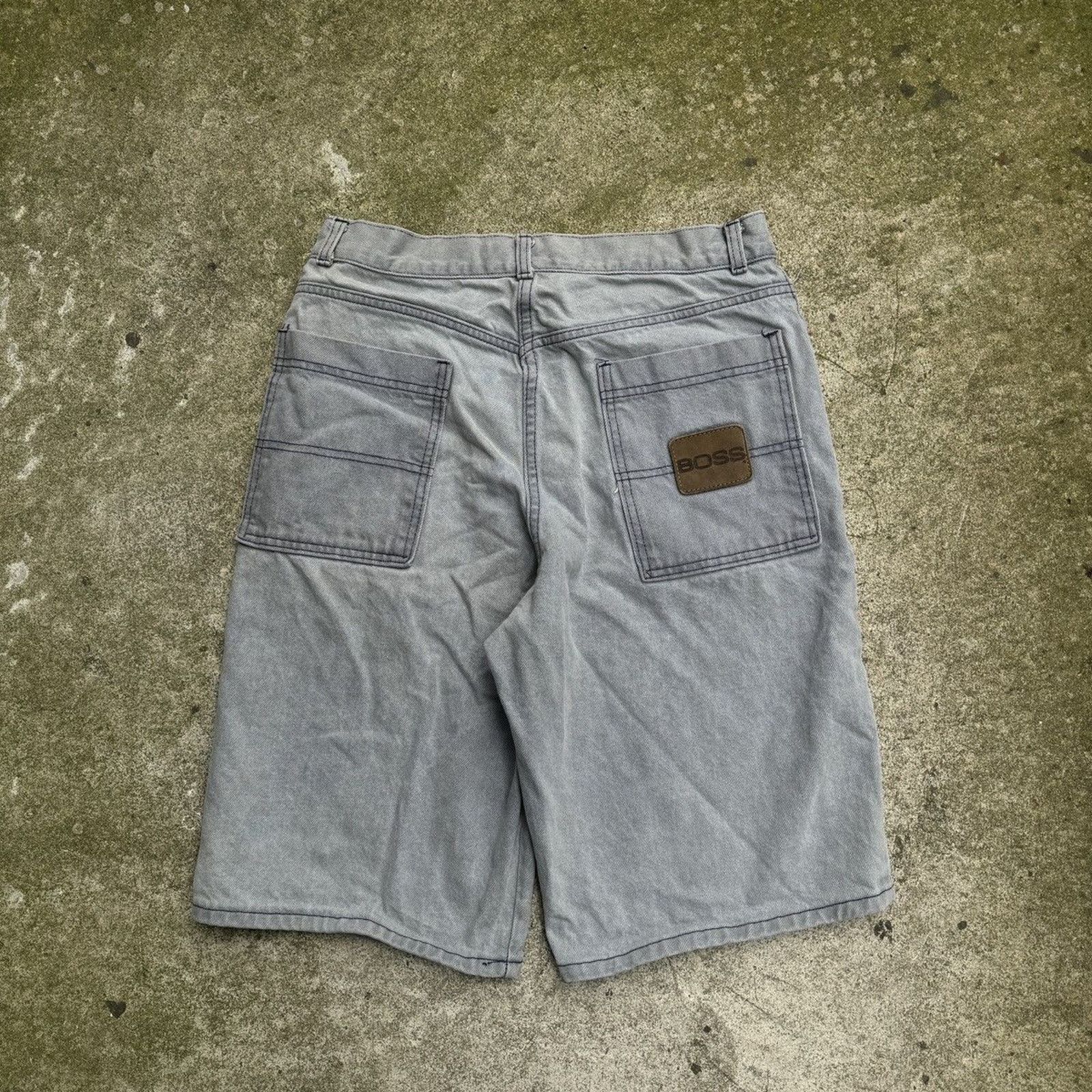JNCO VINTAGE Y2K BOSS BAGGY FADED THRASHED DENIM JEAN SHORTS Size US 32 / EU 48 - 2 Thumbnail