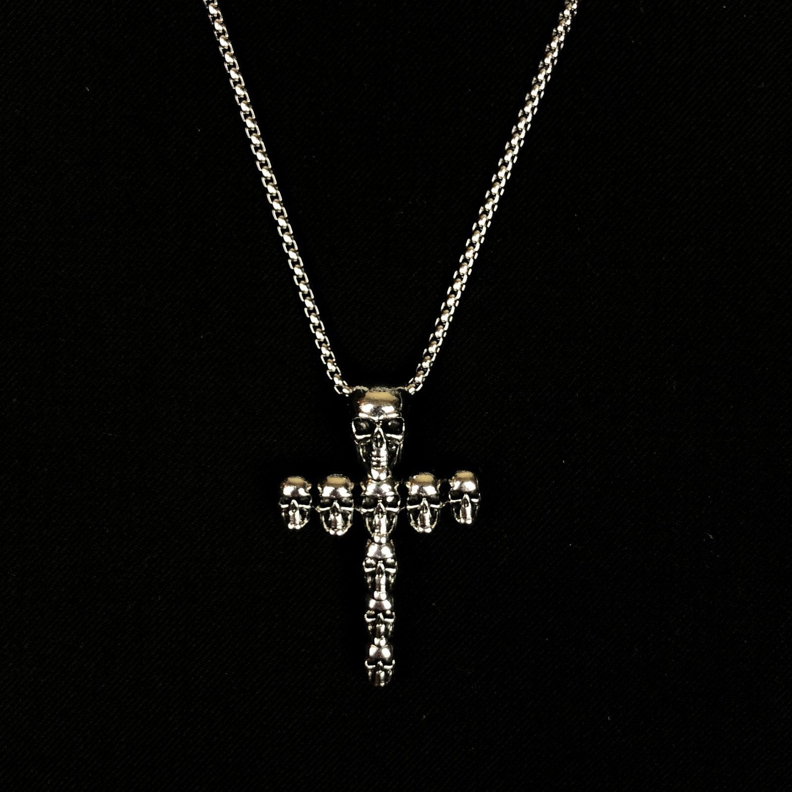 Jewelry Skull Cross Punk Necklace Chain Size ONE SIZE - 3 Thumbnail
