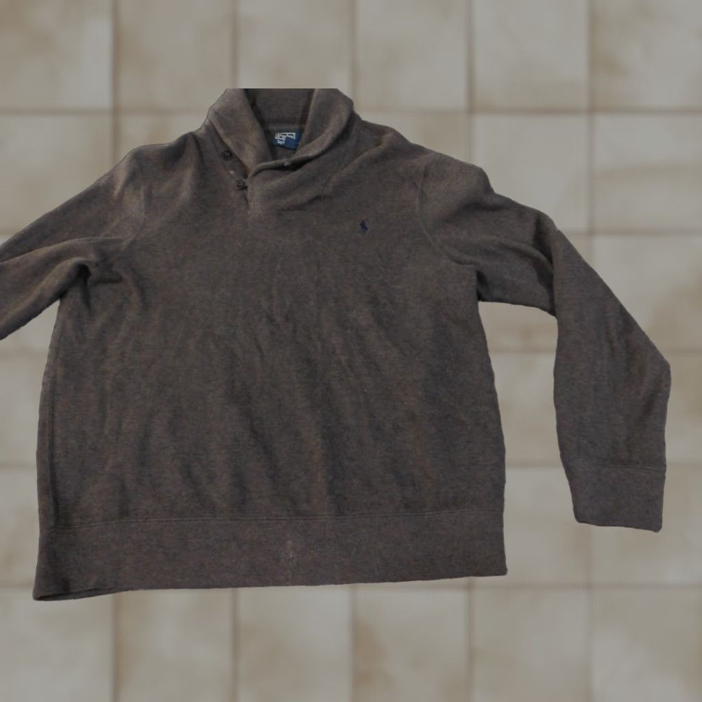 Polo Ralph Lauren Polo Ralph Lauren Sweater Mens XL Gray Knit Cotton Pullover Button Neck High Knit Solid Size US XL / EU 56 / 4 - 1 Thumbnail