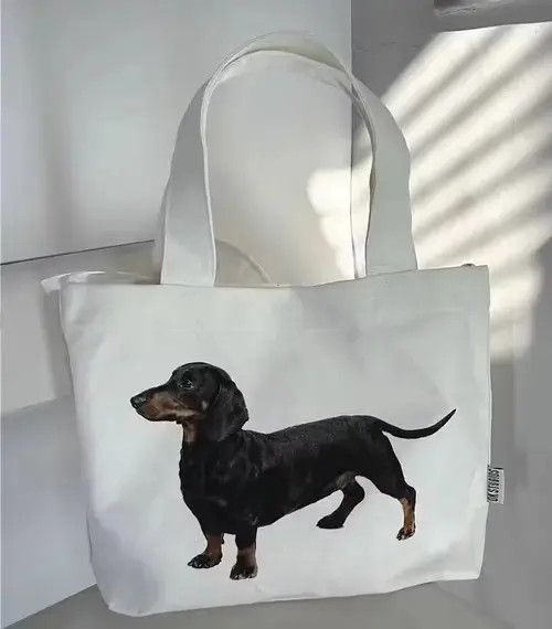 Japanese Brand Fashion y2k dog print canvas tote bag Size ONE SIZE - 3 Thumbnail