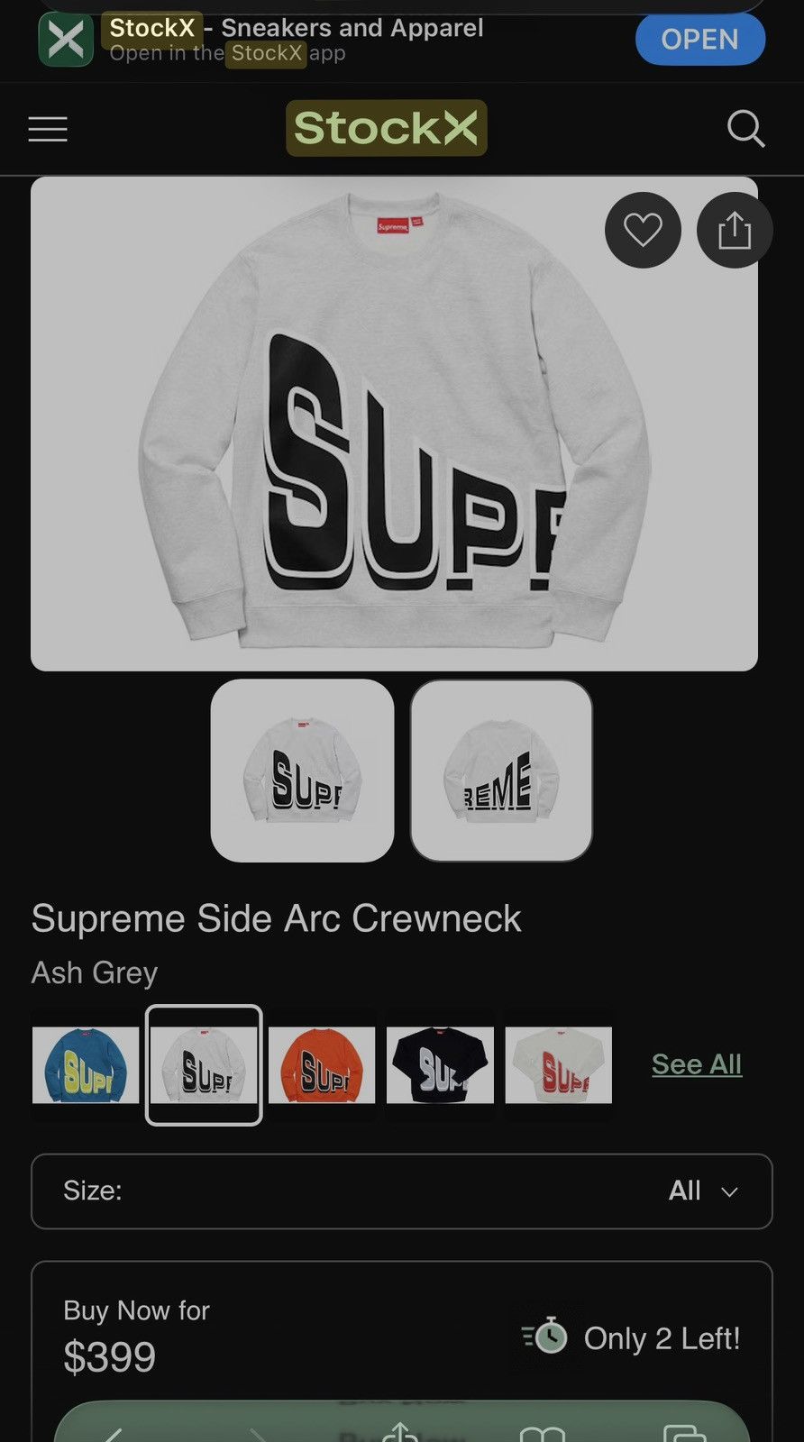 Supreme Supreme Side Arc Crewneck Size US M / EU 48-50 / 2 - 5 Thumbnail