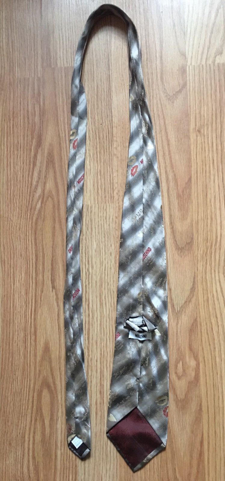 Moschino MOSCHINO Metalic Stripped Signature Design Silk Mens Tie Size ONE SIZE - 9 Thumbnail
