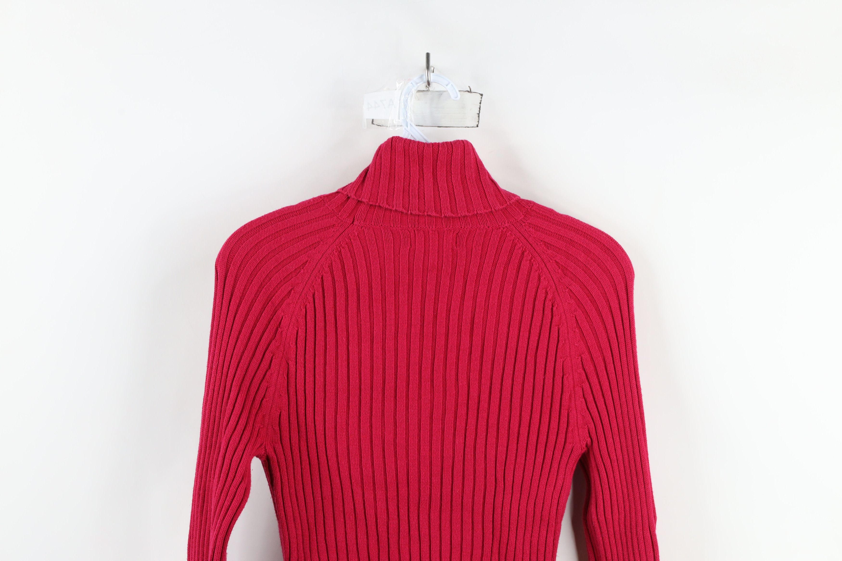 Guess × Vintage Vintage 90s Y2K Guess Cropped Ribbed Knit Turtleneck Sweater Size L / US 10 / IT 46 - 9 Thumbnail