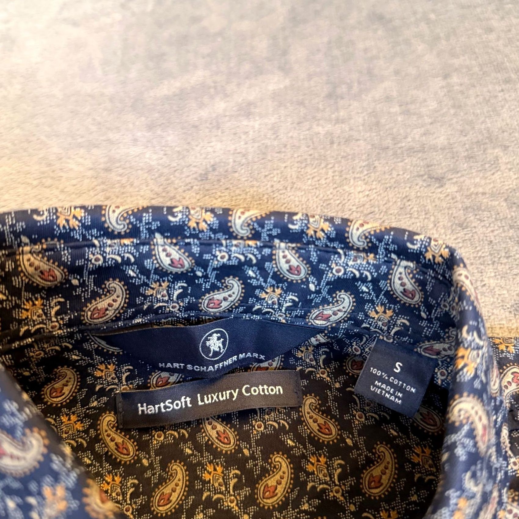 Hart Schaffner Marx Hart Schaffner Marx Navy Paisley Luxury Cotton Shirt Button Up Mens S NWT Size US S / EU 44-46 / 1 - 4 Thumbnail