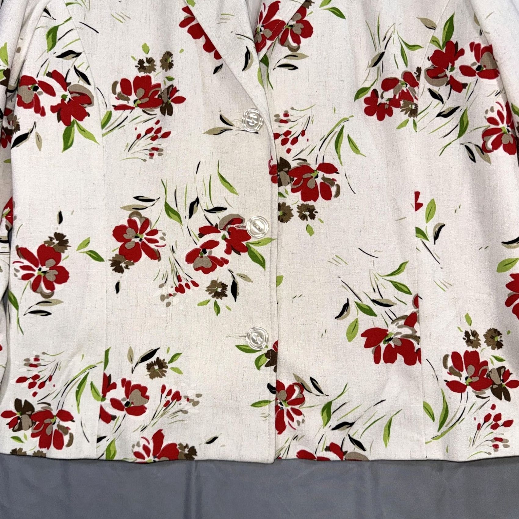 Vintage Sag Harbor Blazer Womens 12 White Floral Linen Blend Stretch Lined Jacket Size XL / US 12-14 / IT 48-50 - 5 Thumbnail