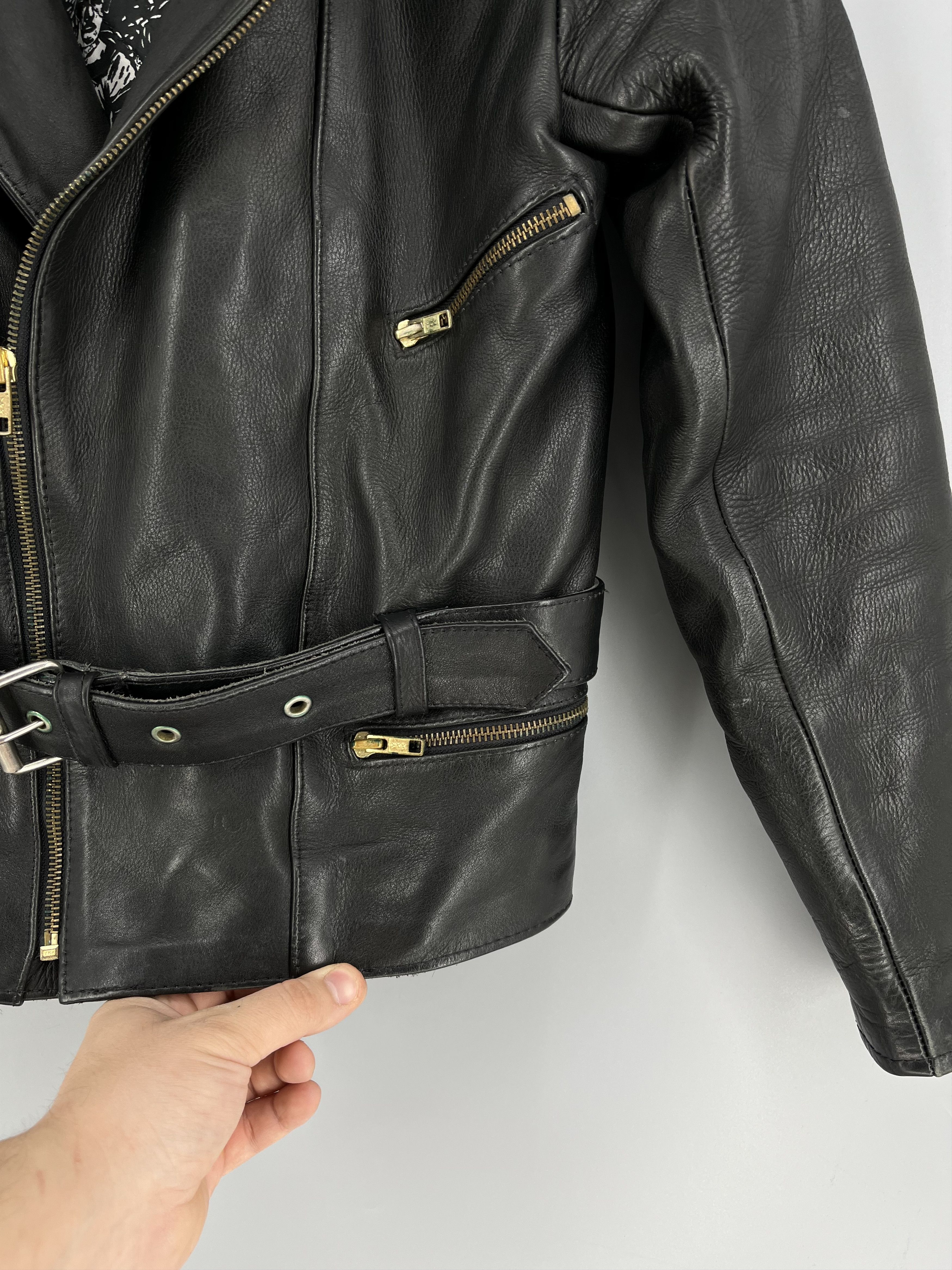 Leather Vintage Women’s Black Leather Biker Jacket Belted Moto Size XL / US 12-14 / IT 48-50 - 7 Thumbnail