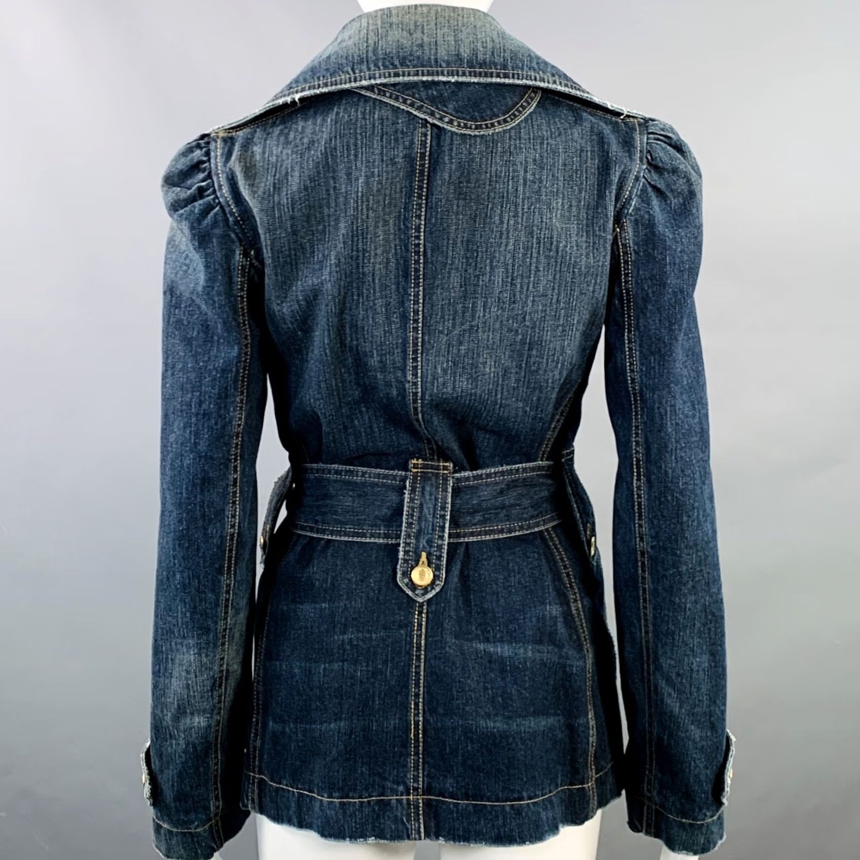 Dolce & Gabbana DOLCE & GABBANA Jacket Womens 2 Blue Size Indigo Denim Belted Size XS / US 0-2 / IT 36-38 - 4 Thumbnail