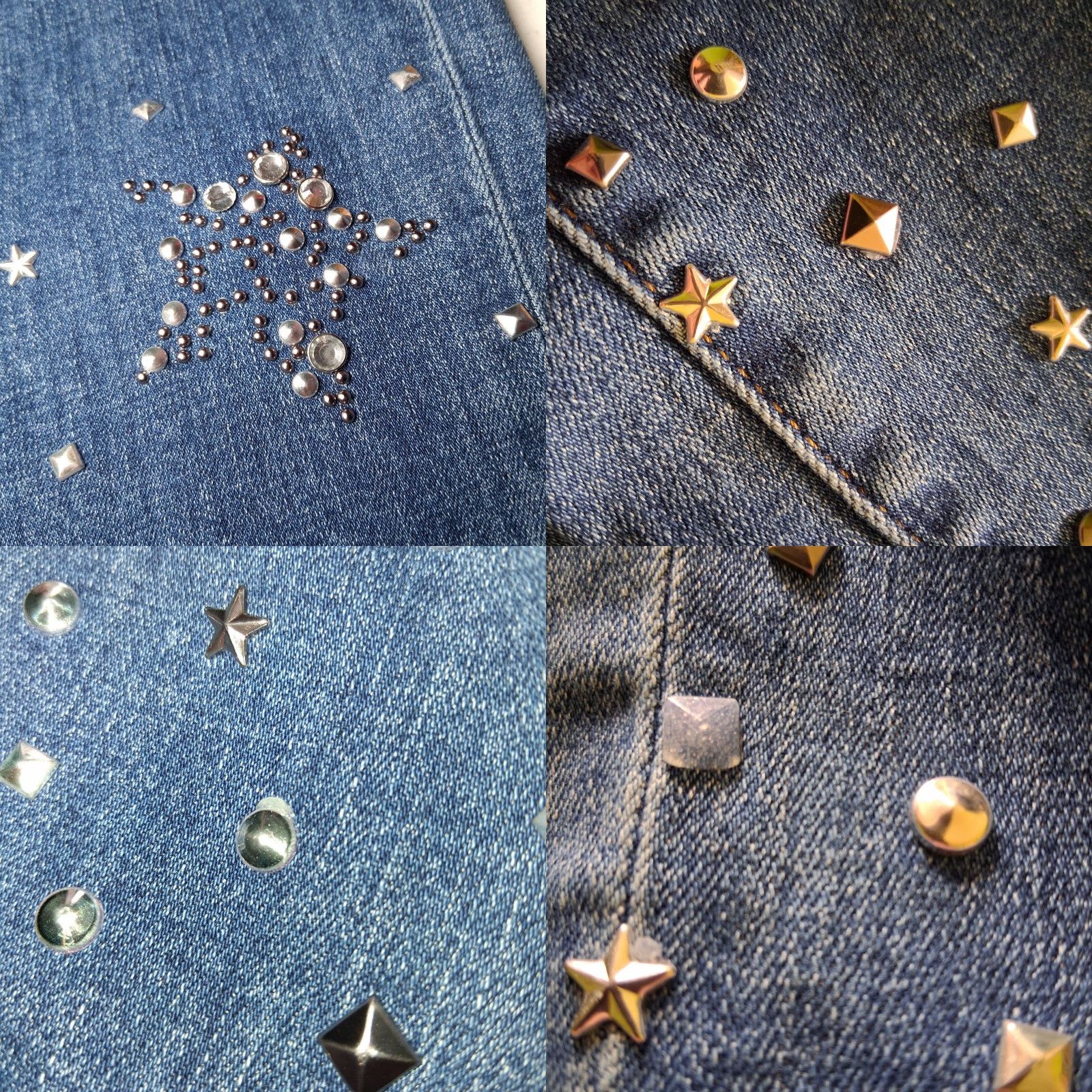 Karl Lagerfeld Karl Lagerfeld Jeans Women 29x27 Straight Leg Rhinestone Studded Stars Whiskered Denim Blue Size 29" - 9 Thumbnail
