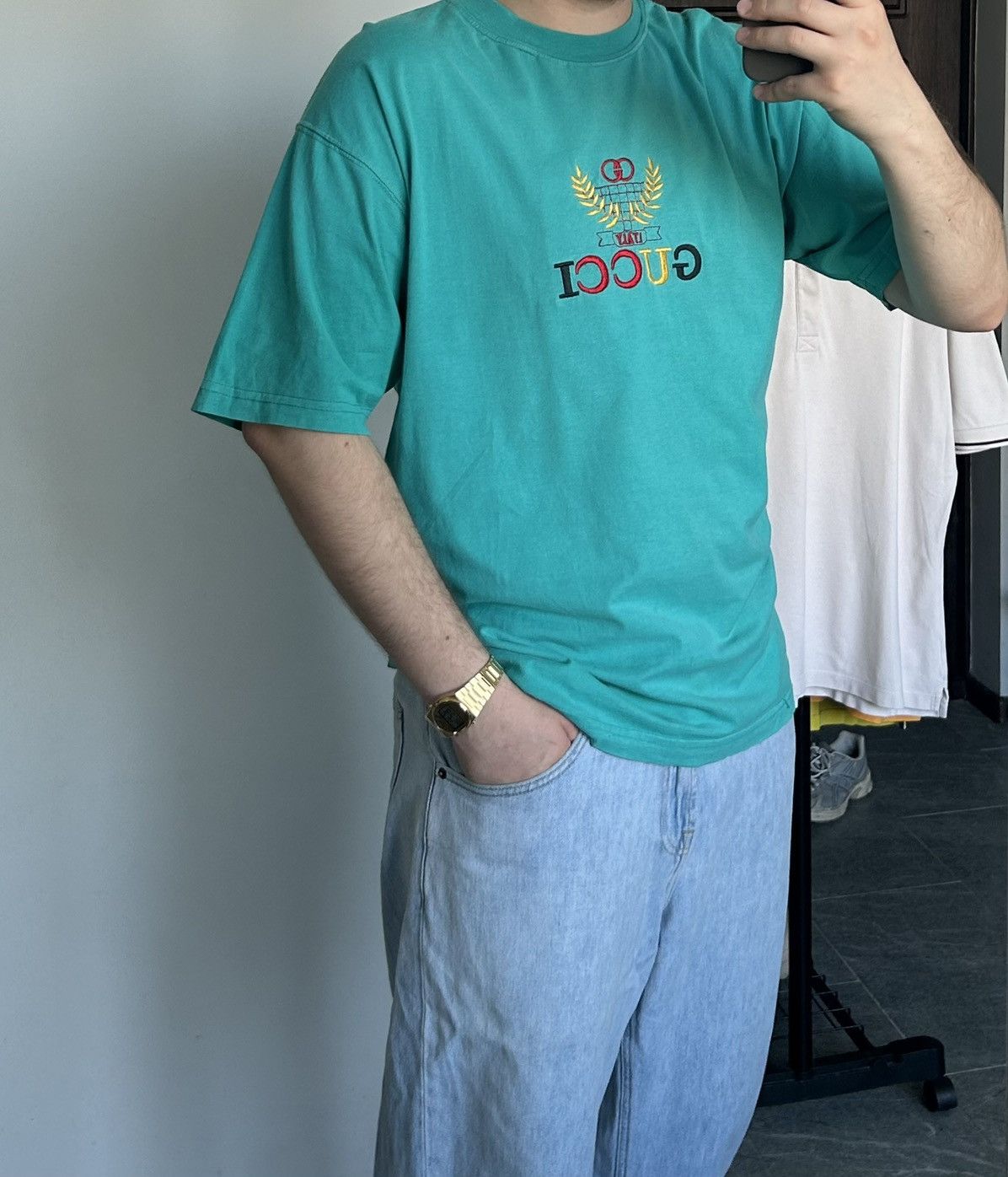 Vintage Vintage tee shirt gucci bootleg 90s green large Size US L / EU 52-54 / 3 - 1 Thumbnail