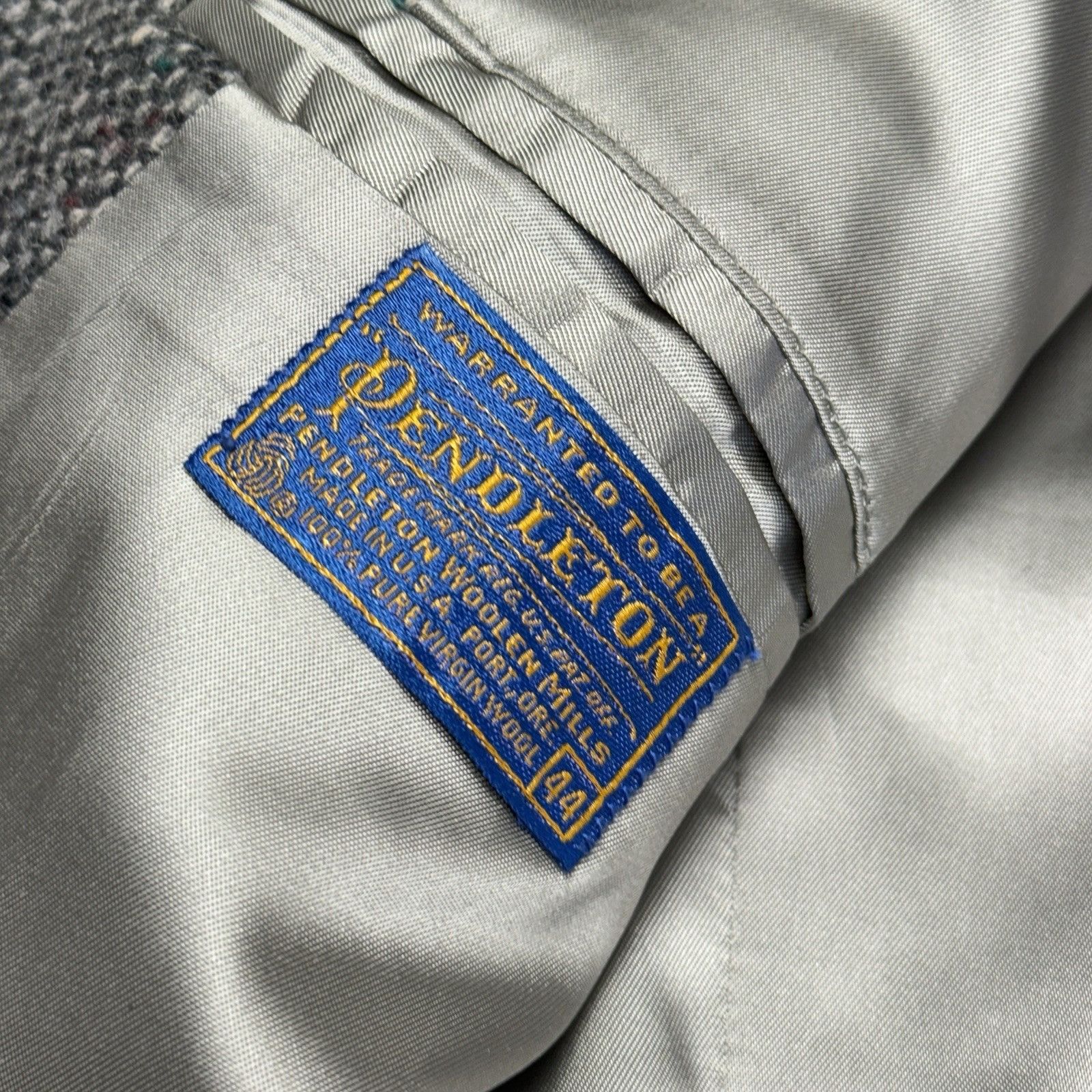 Pendleton Vintage Pendleton Tweed Wool Blazer Sport Coat Mens 44 Gray Size 44R - 11 Thumbnail