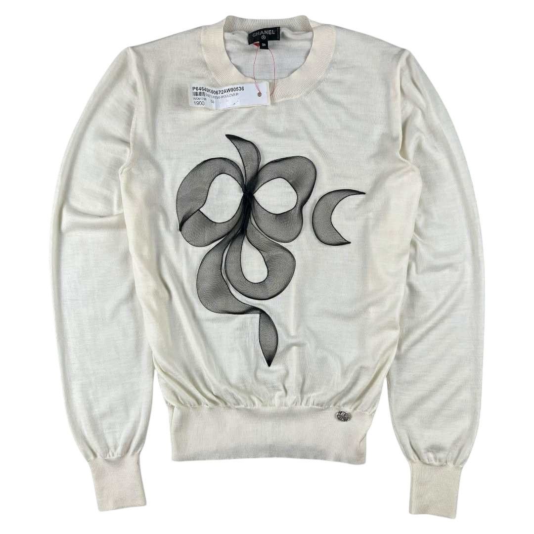 Chanel Chanel Camelia Blooming Knit Wool Jumper Top Size XS / US 0-2 / IT 36-38 - 1 Thumbnail