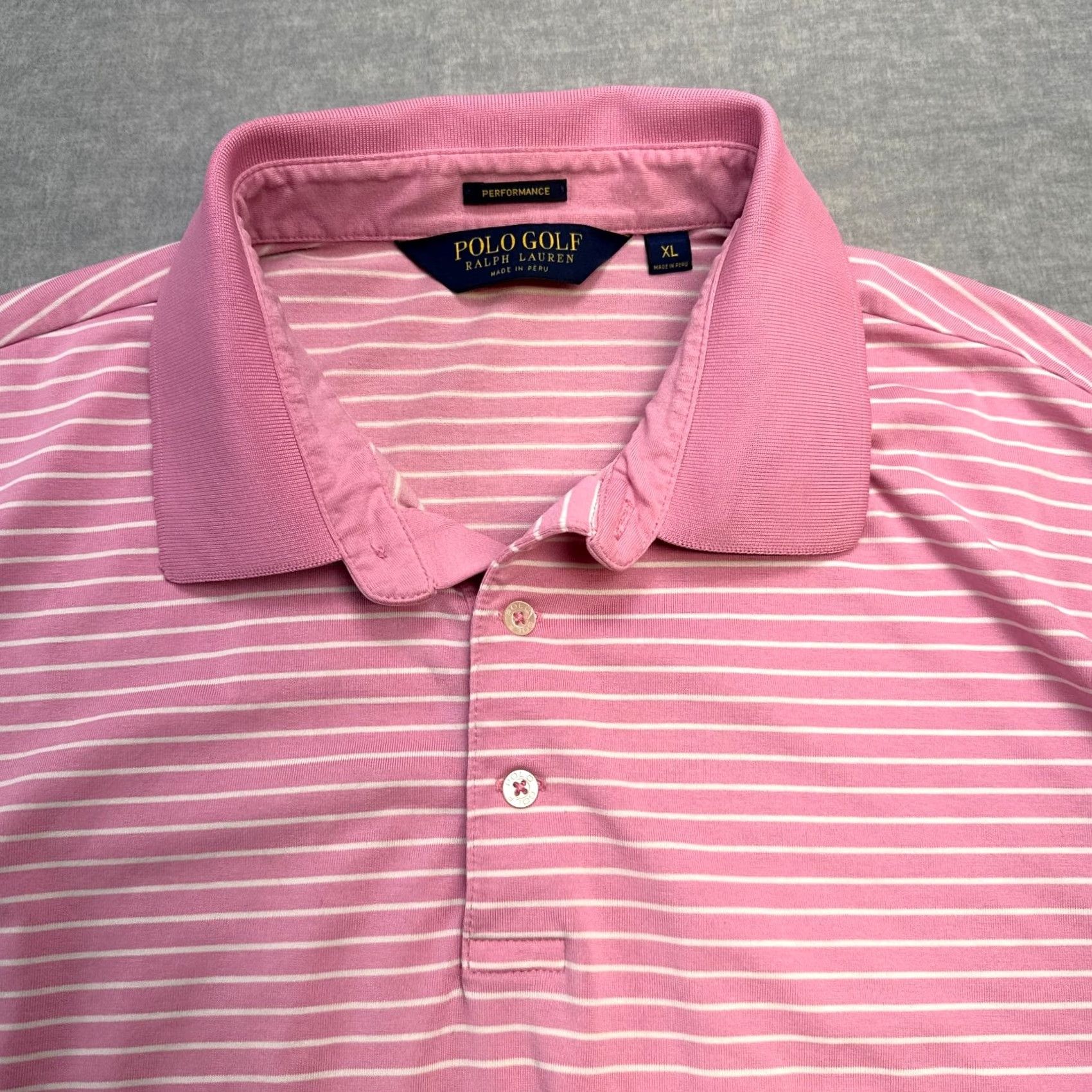 Ralph Lauren VINTAGE Polo Golf Shirt Mens XL Pink Striped Performance Pima Cotton Stretch Size US XL / EU 56 / 4 - 5 Thumbnail