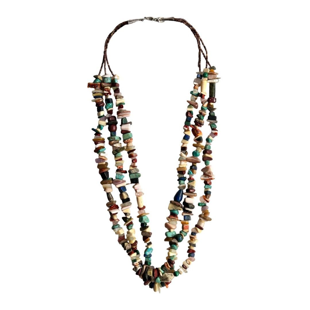 Vintage Vintage Native American Multi Stone 3 Strand Necklace Size ONE SIZE - 1 Thumbnail