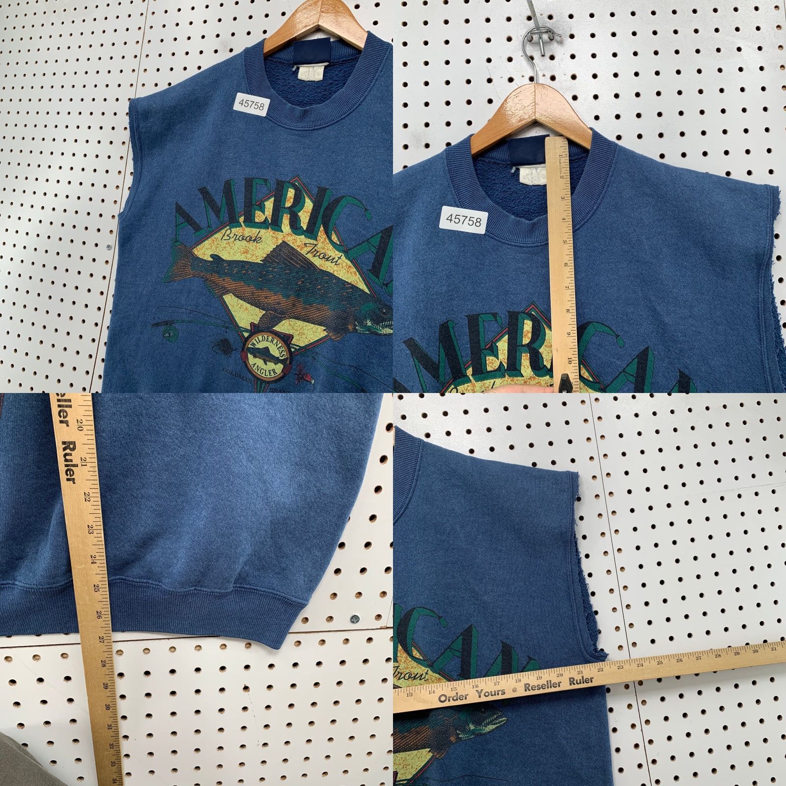 Brooks VINTAGE Coleman Outdoors Brook Trout Sweatshirt Mens L Blue Outdoor USA Pullover Crew Neck Long Sleeve Cotton Blend Fleece Graphic Print Vintage Size US L / EU 52-54 / 3 - 8 Thumbnail