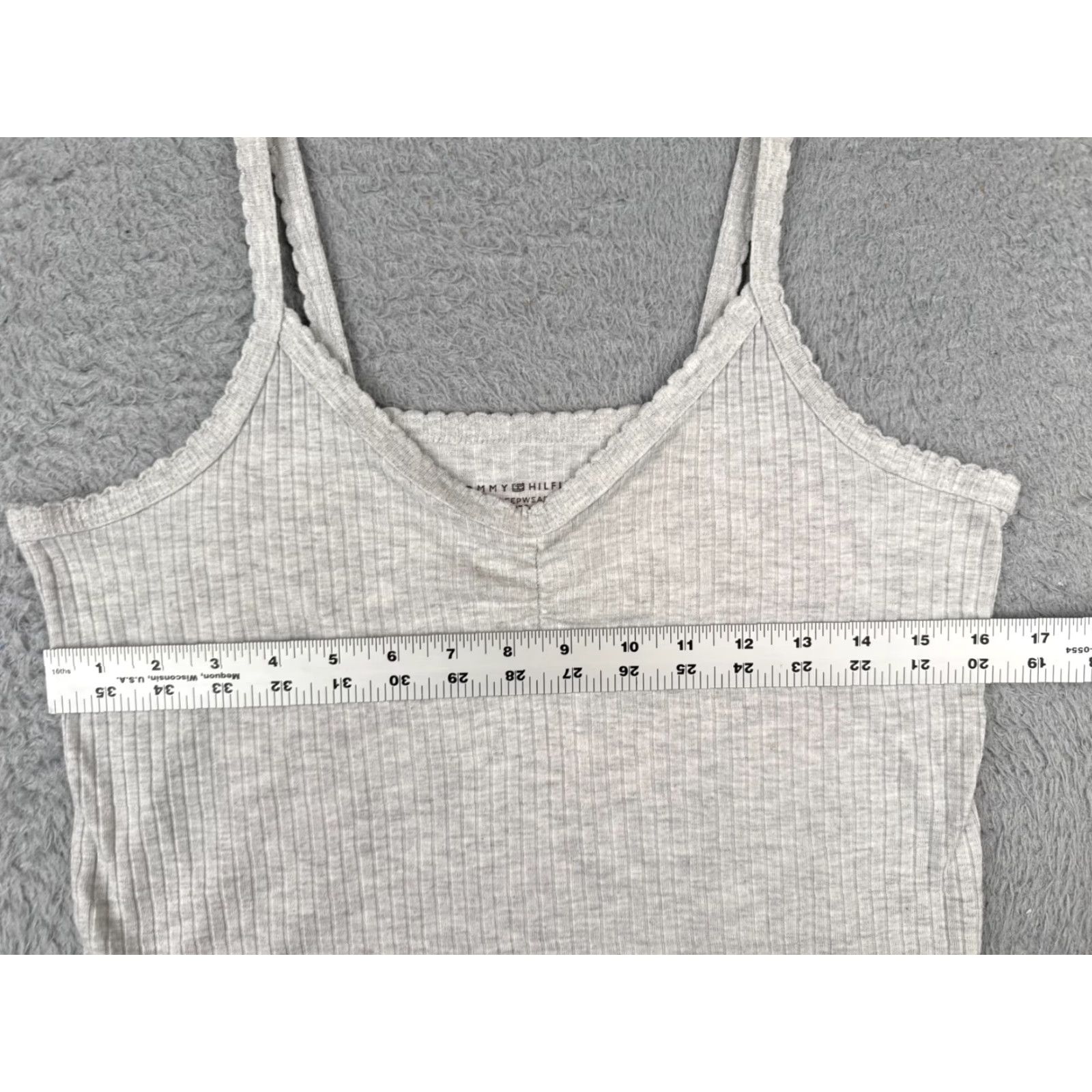 Tommy Hilfiger Tommy Hilfiger Tank Women M Gray Ribbed Cotton V-Neck Sleepwear Womens Size M / US 6-8 / IT 42-44 - 7 Thumbnail
