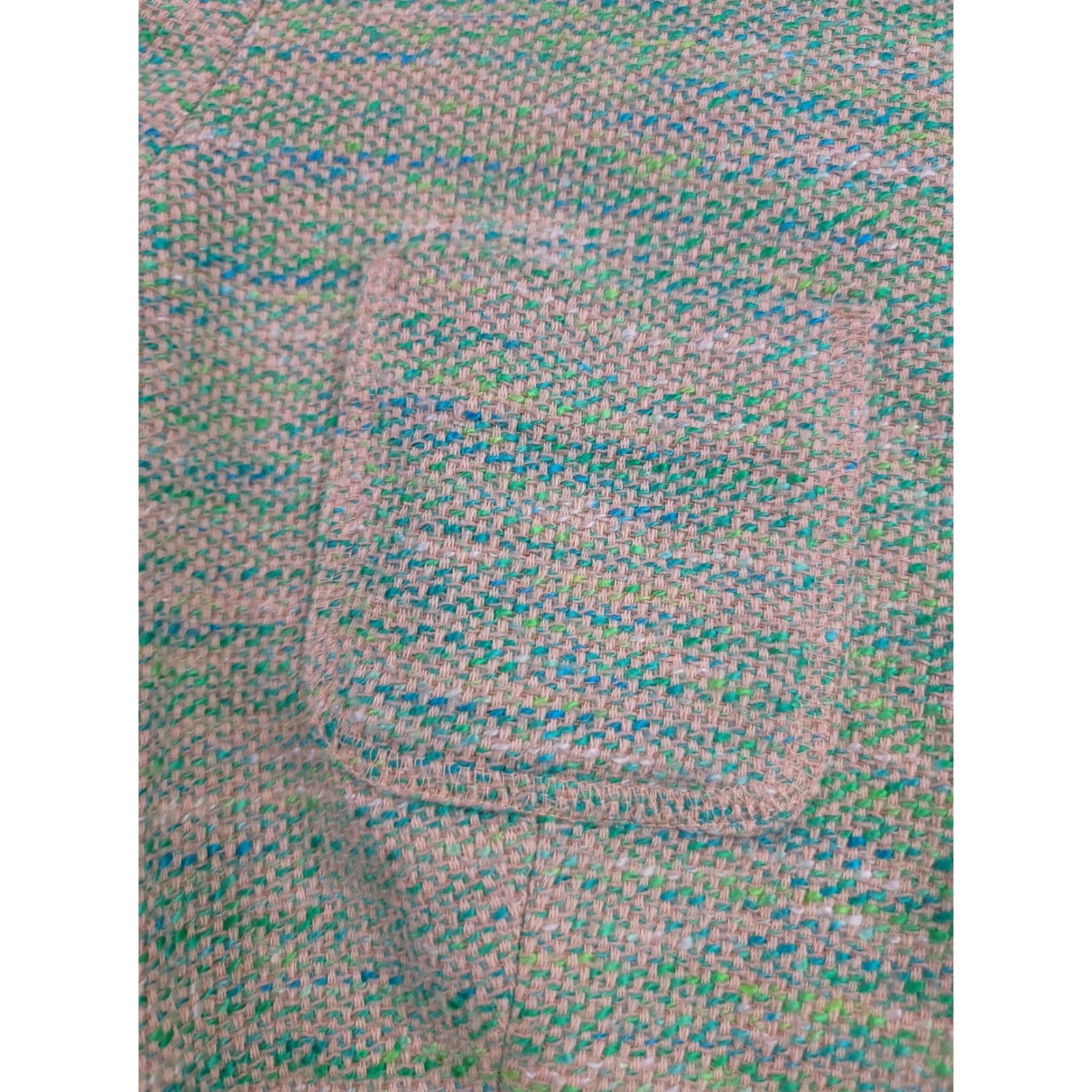 J. Jill J Jill Jacket Womens Small Green Blue Zip Front Tweed Linen Blend Pockets Modern Jacket Size S / US 4 / IT 40 - 3 Thumbnail