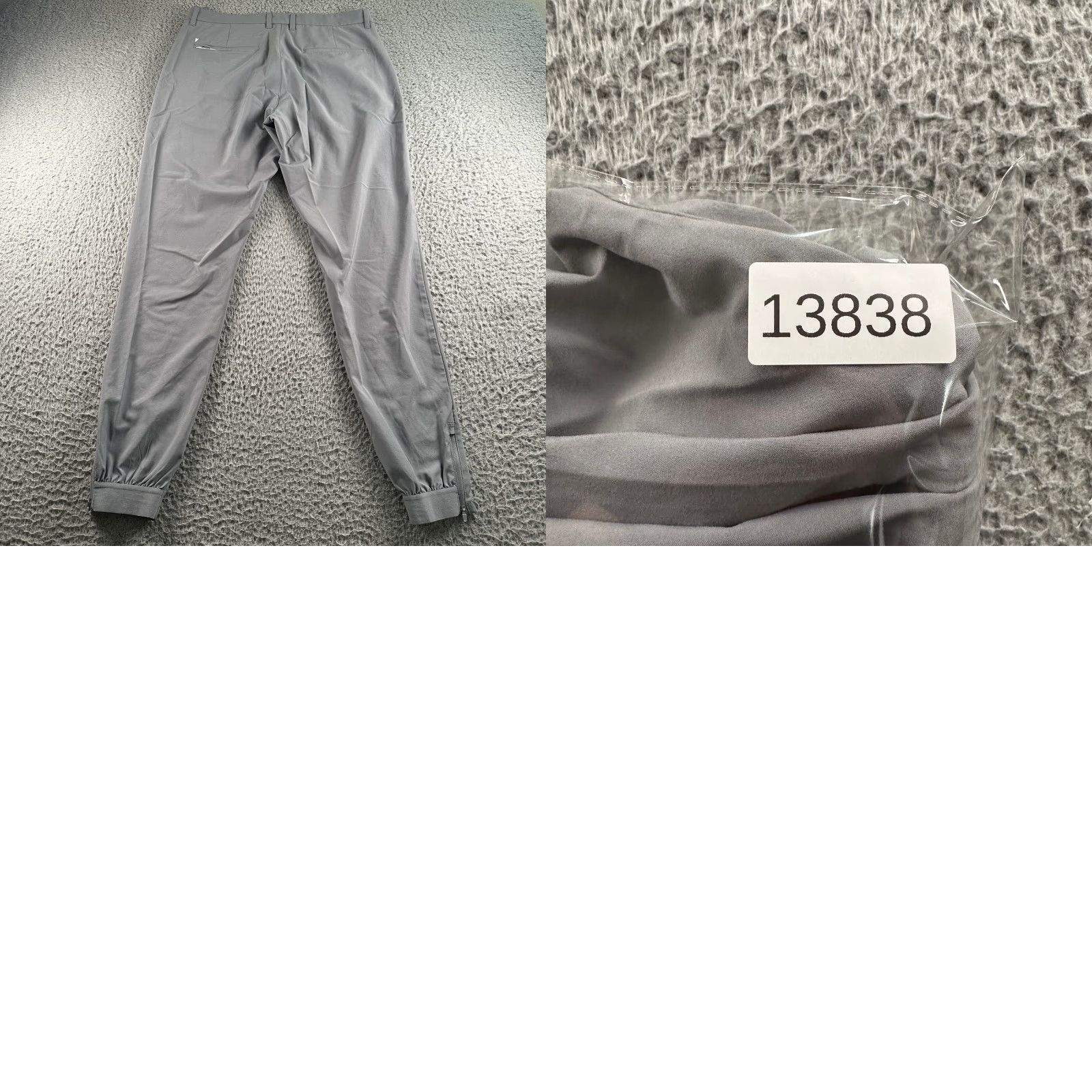 Vintage Primo Performance Pants Mens 33 Tall Gray Jogger Tapered Ankle Zip Front Flat Front Button Zip Pockets Casual stretch Polyester Size US 33 - 9 Thumbnail