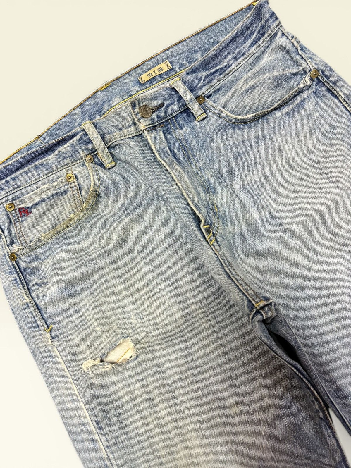 Polo Ralph Lauren Vtg 90s Polo RL Ralph Lauren Blue Wash Distress Loose Jeans Size US 34 / EU 50 - 5 Thumbnail