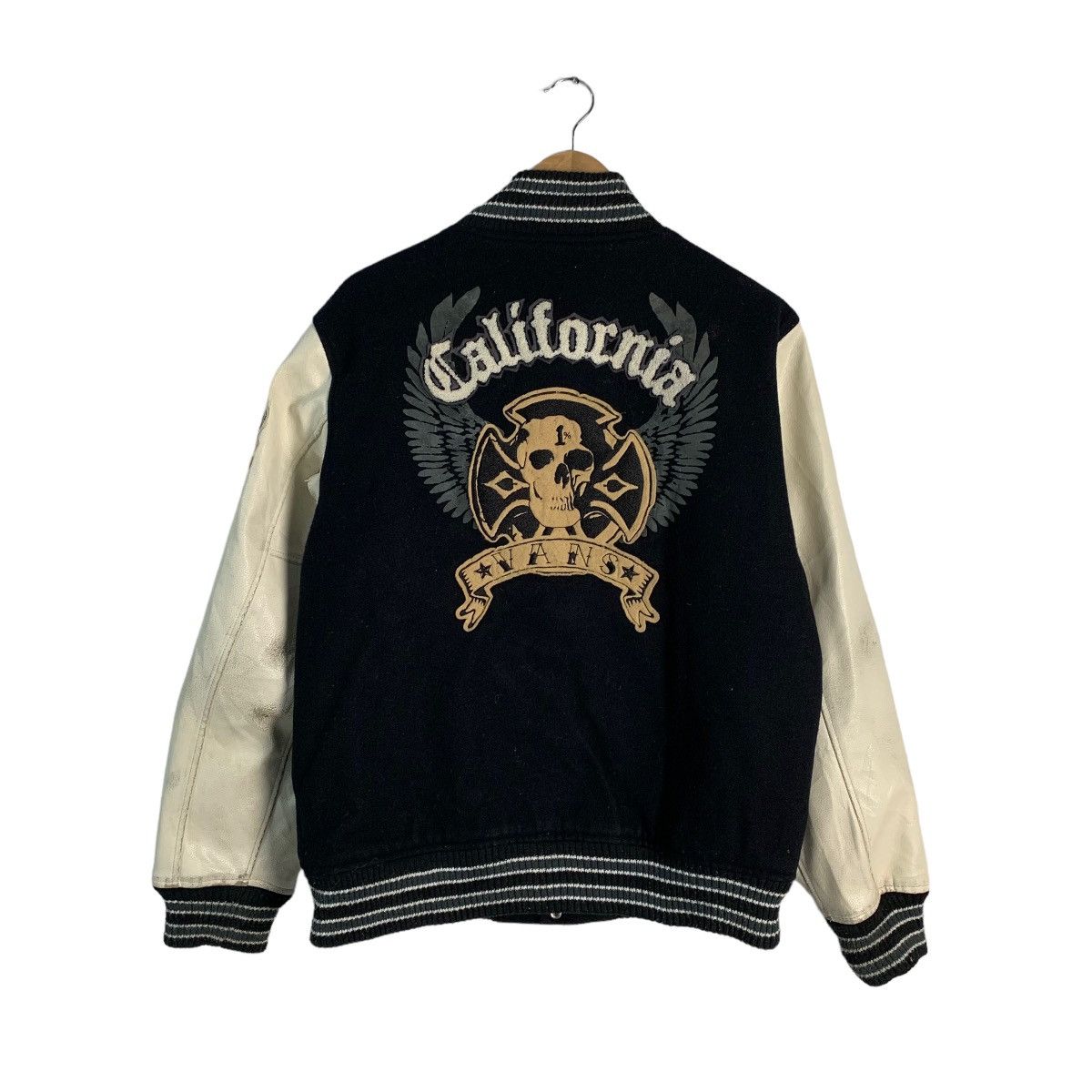 image of Vans Punk Skull Varsity Jacket in Black, Men's (Size Large)