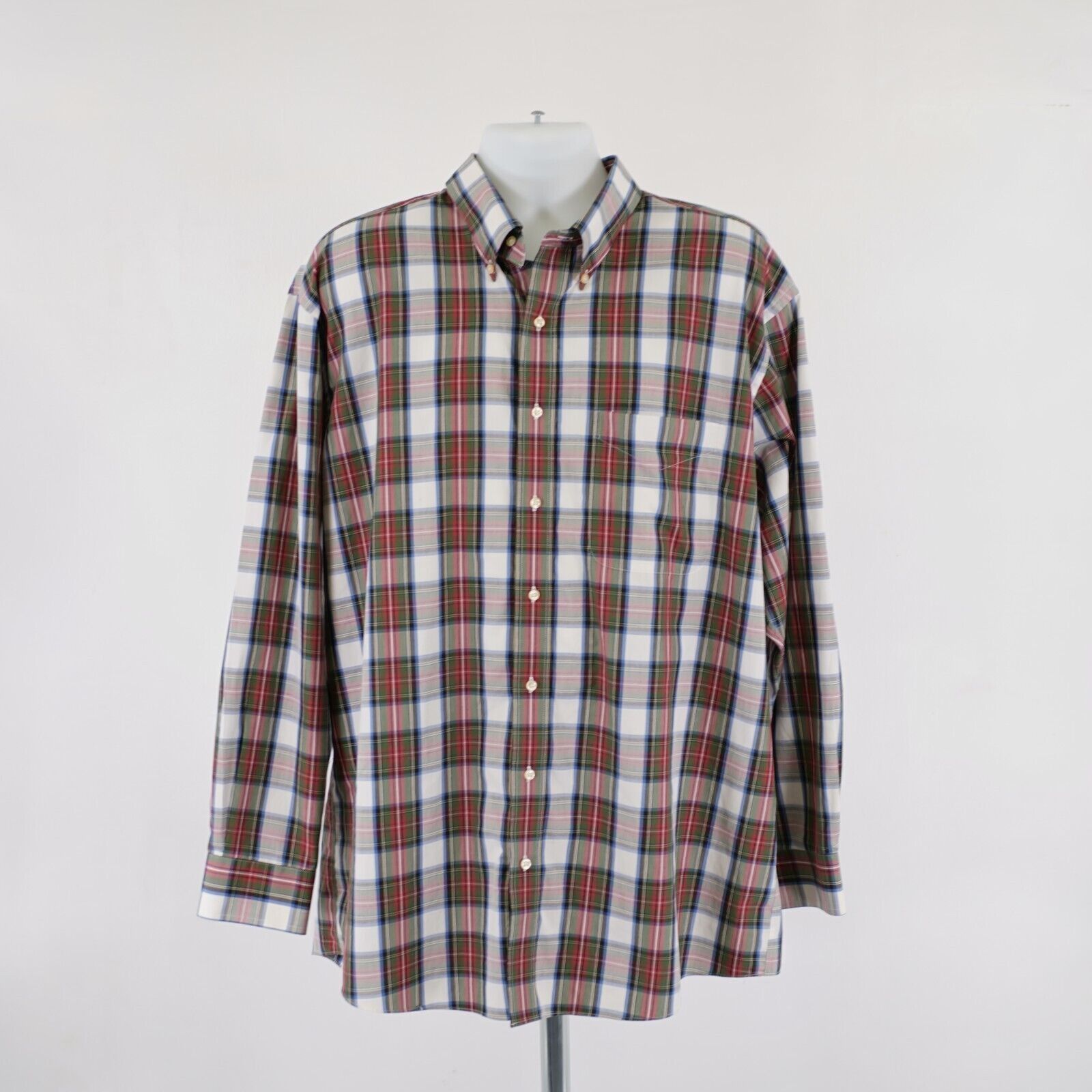 Jos. A. Bank DAMAGED Jos A Bank Traveler's XL Green Red Blue Plaid Button Size US XL / EU 56 / 4 - 4 Thumbnail