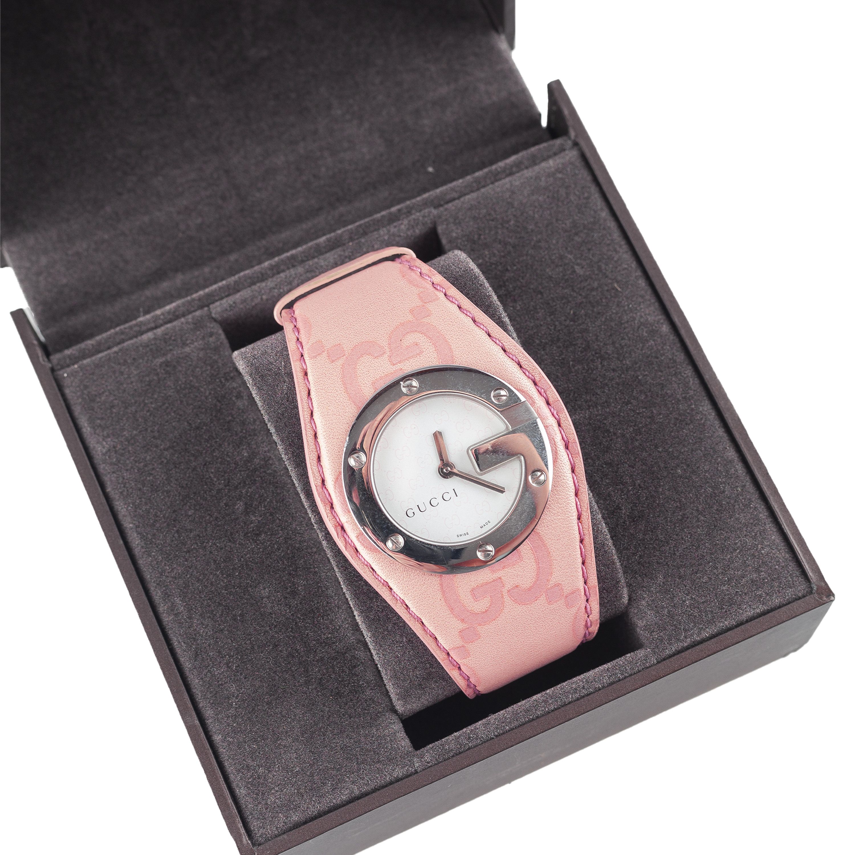 Gucci Gucci Pale Pink Monogram Leather Watch Size ONE SIZE - 1 Thumbnail