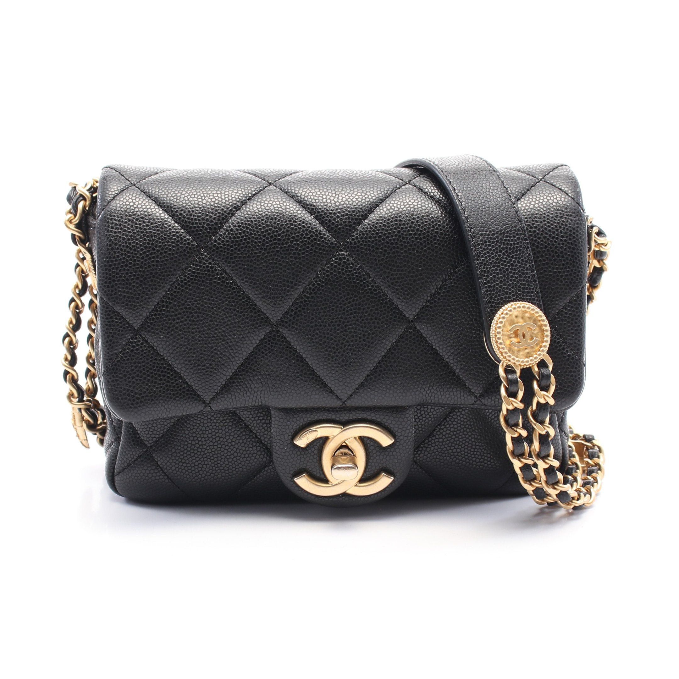 Chanel Chanel Matelasse Mini Flap Chain Shoulder Bag Caviar Skin Black Gold Hardware Size ONE SIZE - 1 Thumbnail
