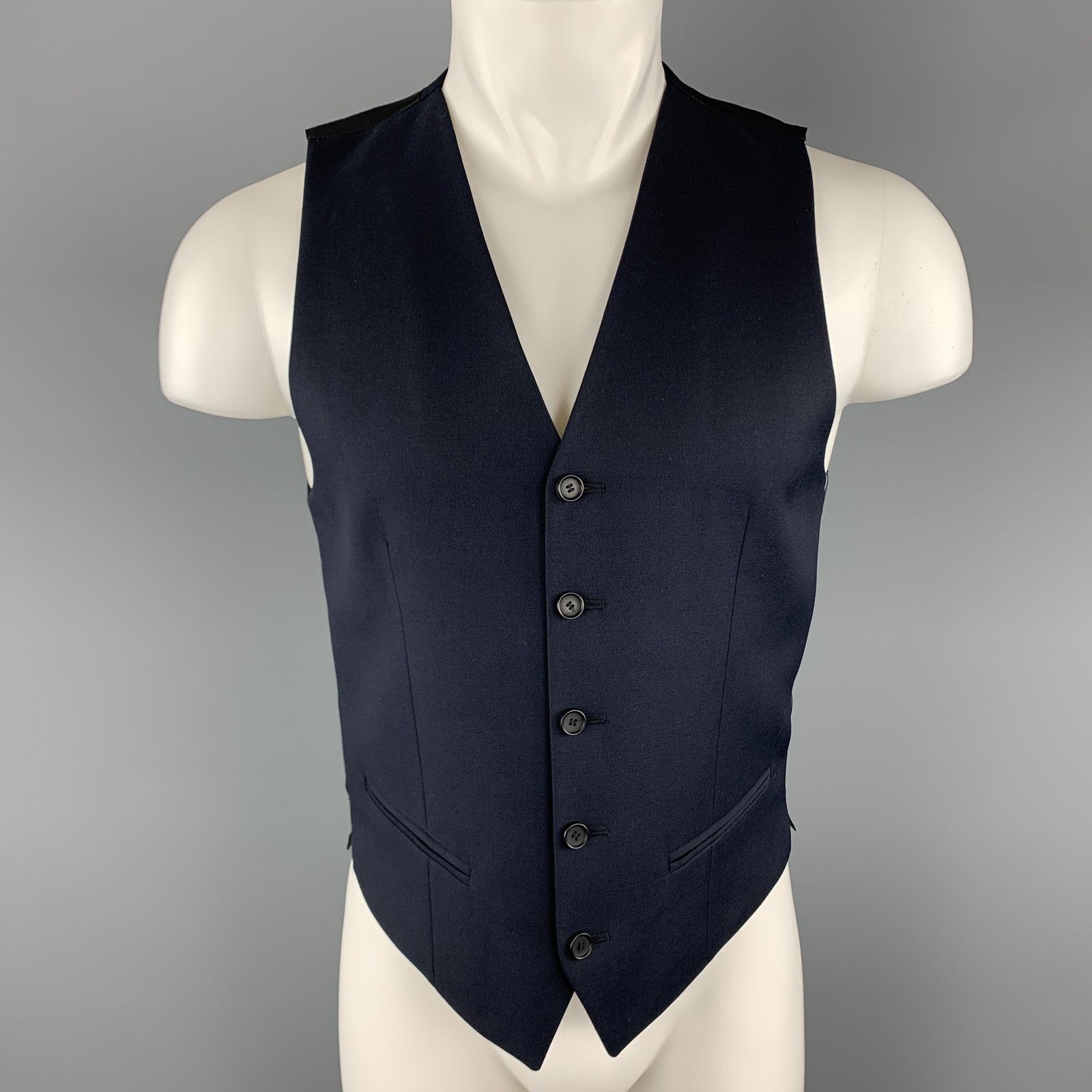The Kooples THE KOOPLES Size 36 Navy & Black Wool Buttoned Vest Size 36R - 1 Thumbnail