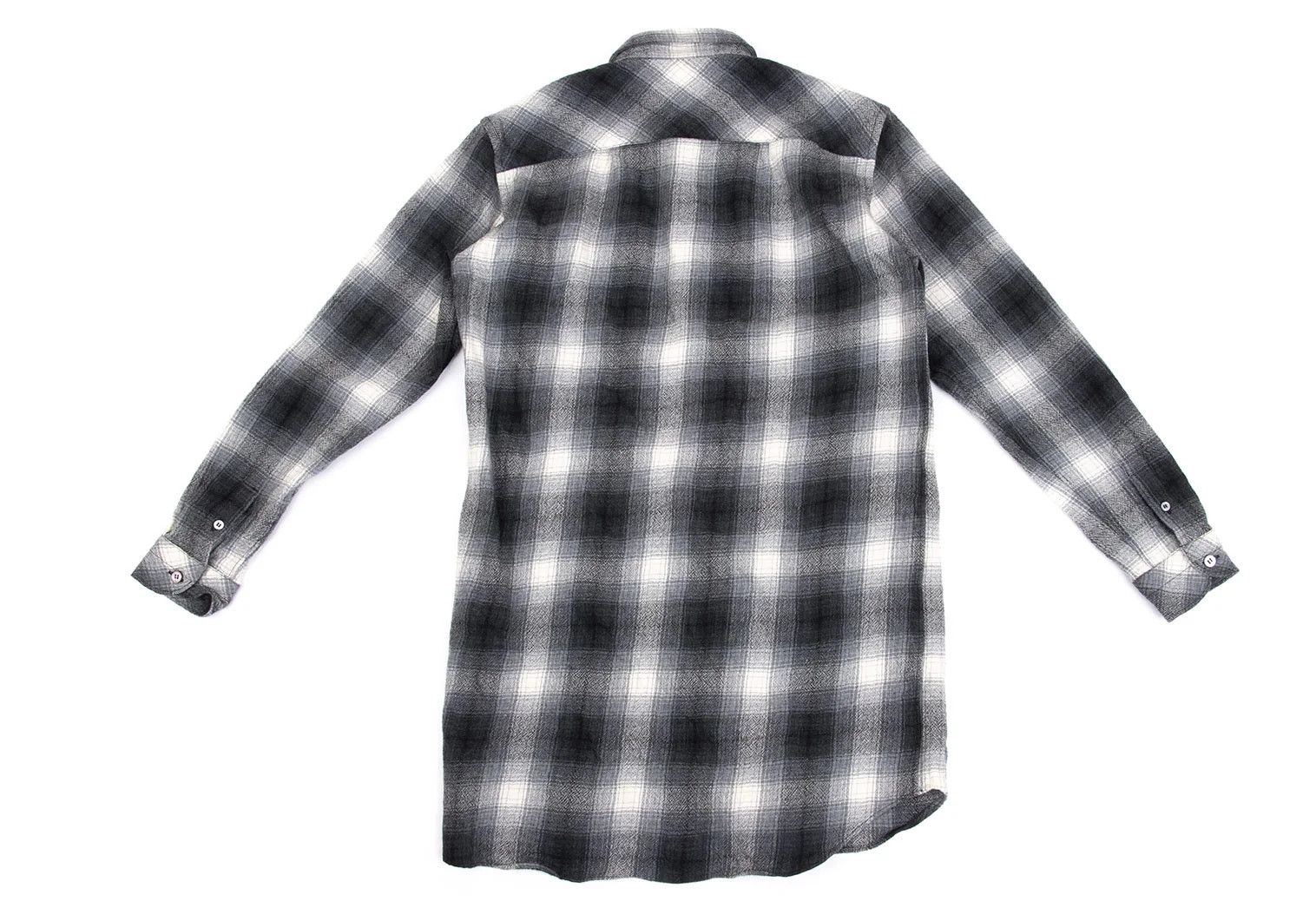 Ganryu Wool Ombre Check Flannel Shirt in Gray Off, Size S Size US S / EU 44-46 / 1 - 10 Thumbnail