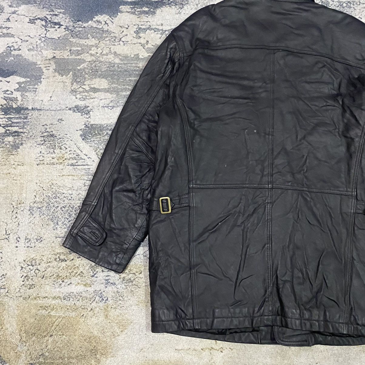 Genuine Leather Vintage Unknown Destination Buckle Side Black Leather Jacket Size US L / EU 52-54 / 3 - 10 Thumbnail