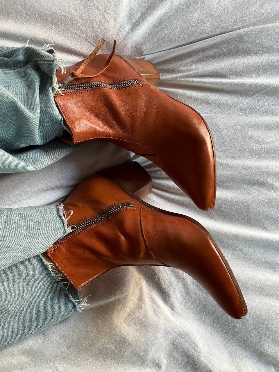 MoMA Moma cognak color leather women's ankle boots made in Italy Size US 9.5 / IT 39.5 - 7 Thumbnail