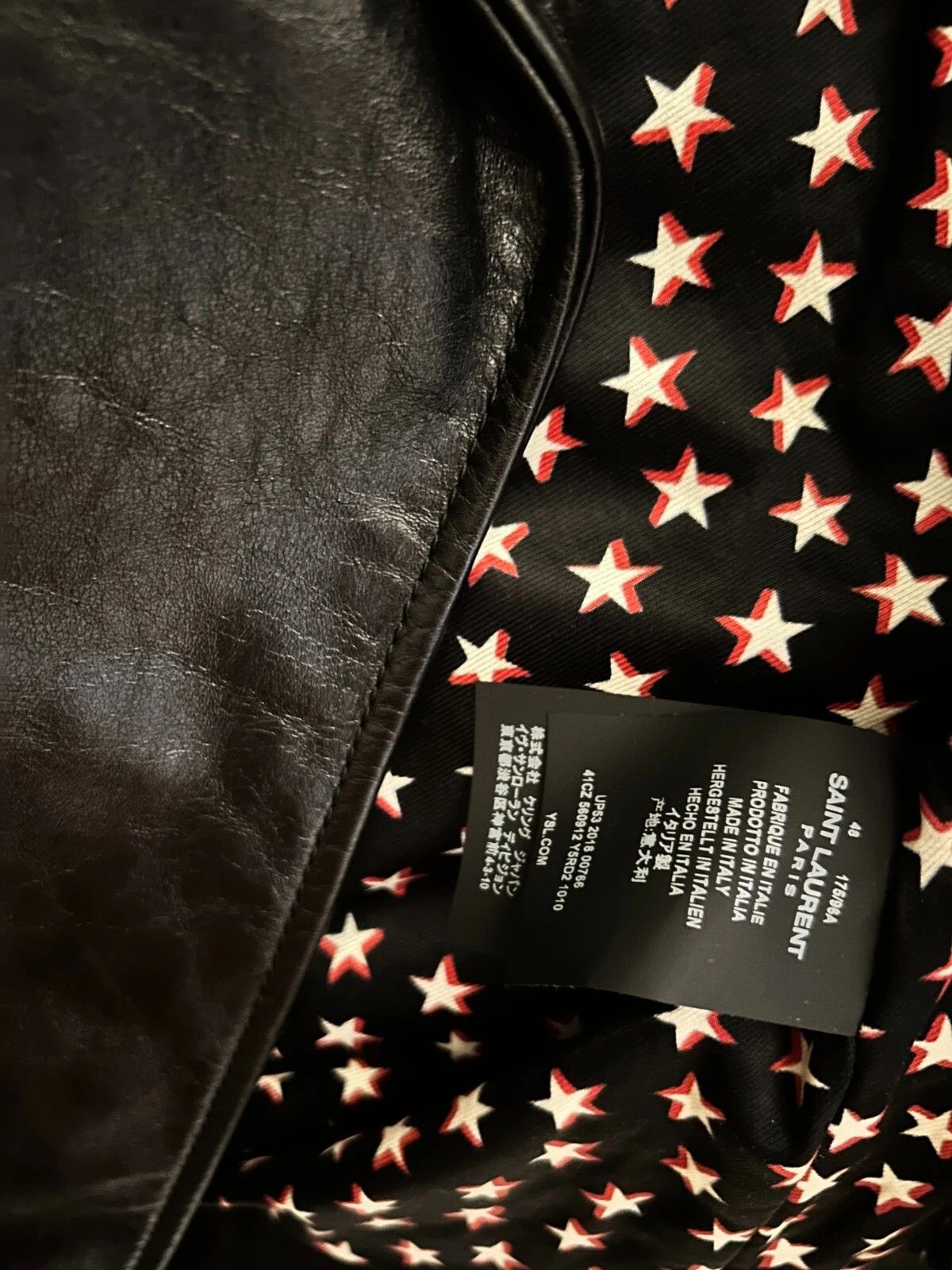 Yves Saint Laurent Motocycle leather jacket star biker black full grain Size US M / EU 48-50 / 2 - 14 Thumbnail