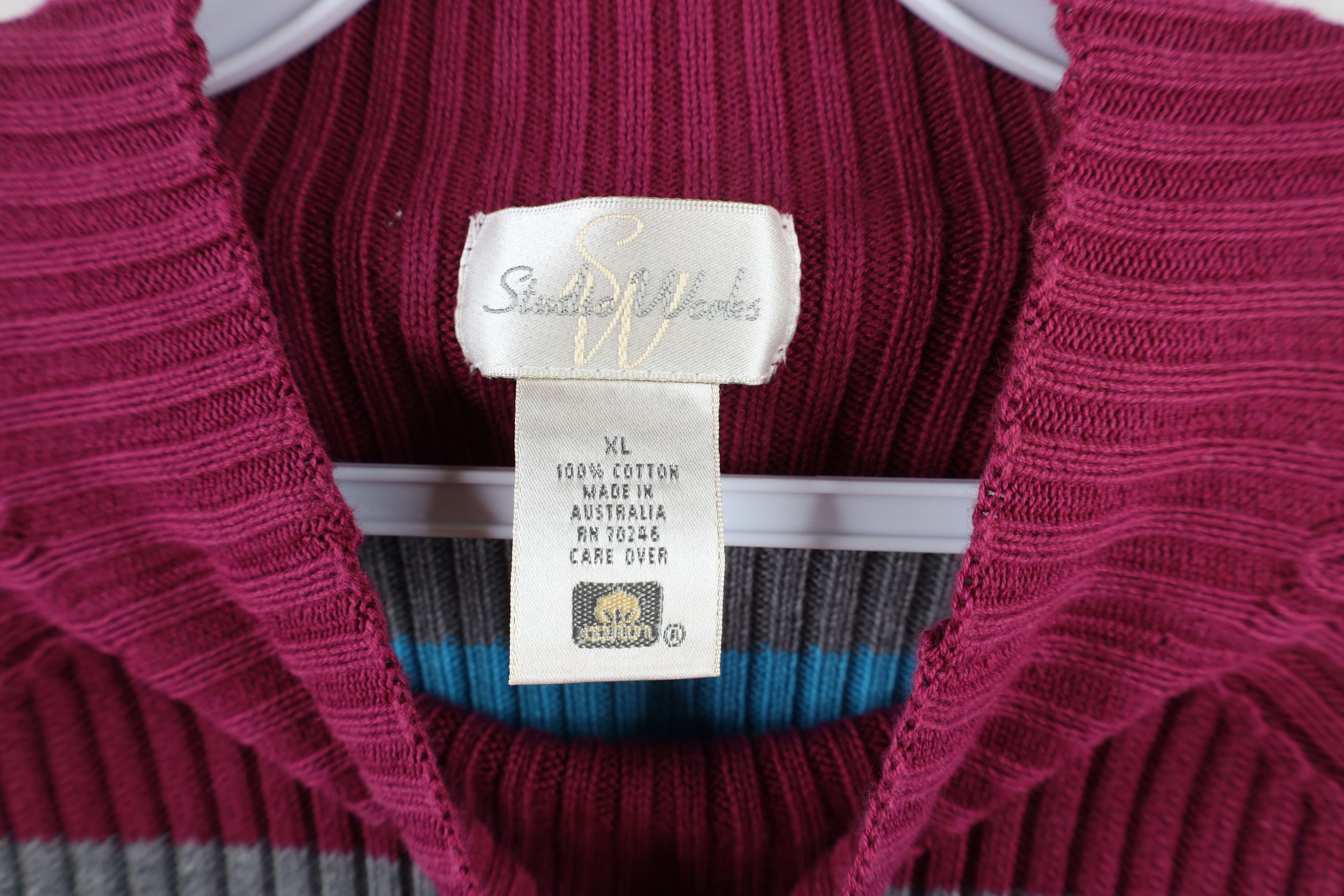 Vintage Vintage 90s Streetwear Striped Ribbed Knit Mock Neck Sweater Size XL / US 12-14 / IT 48-50 - 6 Thumbnail
