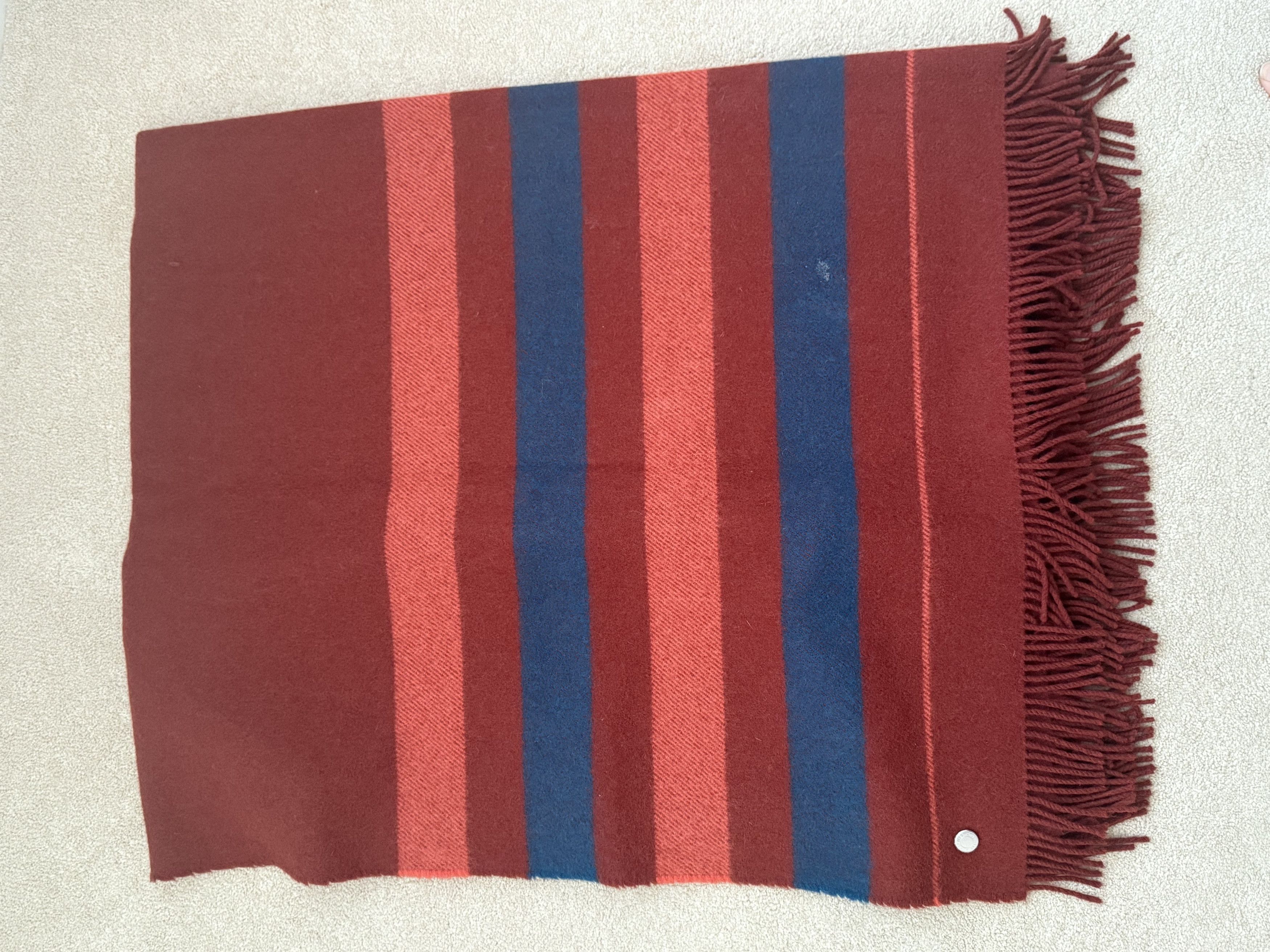 Hermes Hermes Rocobar Wool Blanket - Red with Blue Stripes Size ONE SIZE - 4 Thumbnail