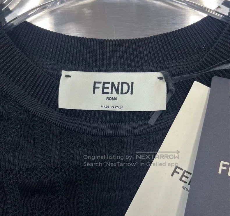 Fendi Fendi Black FF Dark Pattern Monogram Logo Knit Short Sleev Size XXS / US 00 / IT 34 - 3 Thumbnail