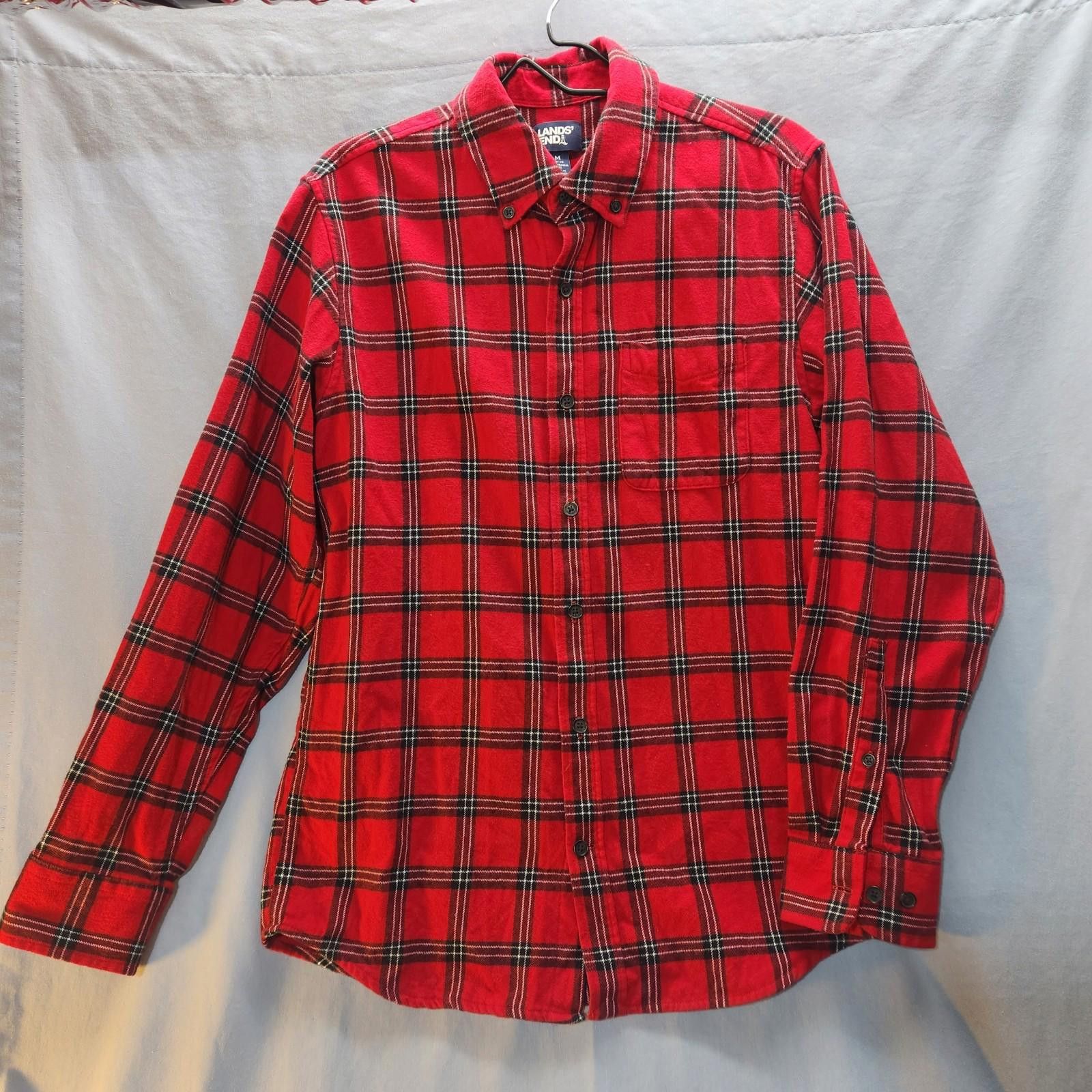Lands' End Lands End Cotton Plaid Flannel Shirt Red Mens Size Medium Size US M / EU 48-50 / 2 - 1 Thumbnail