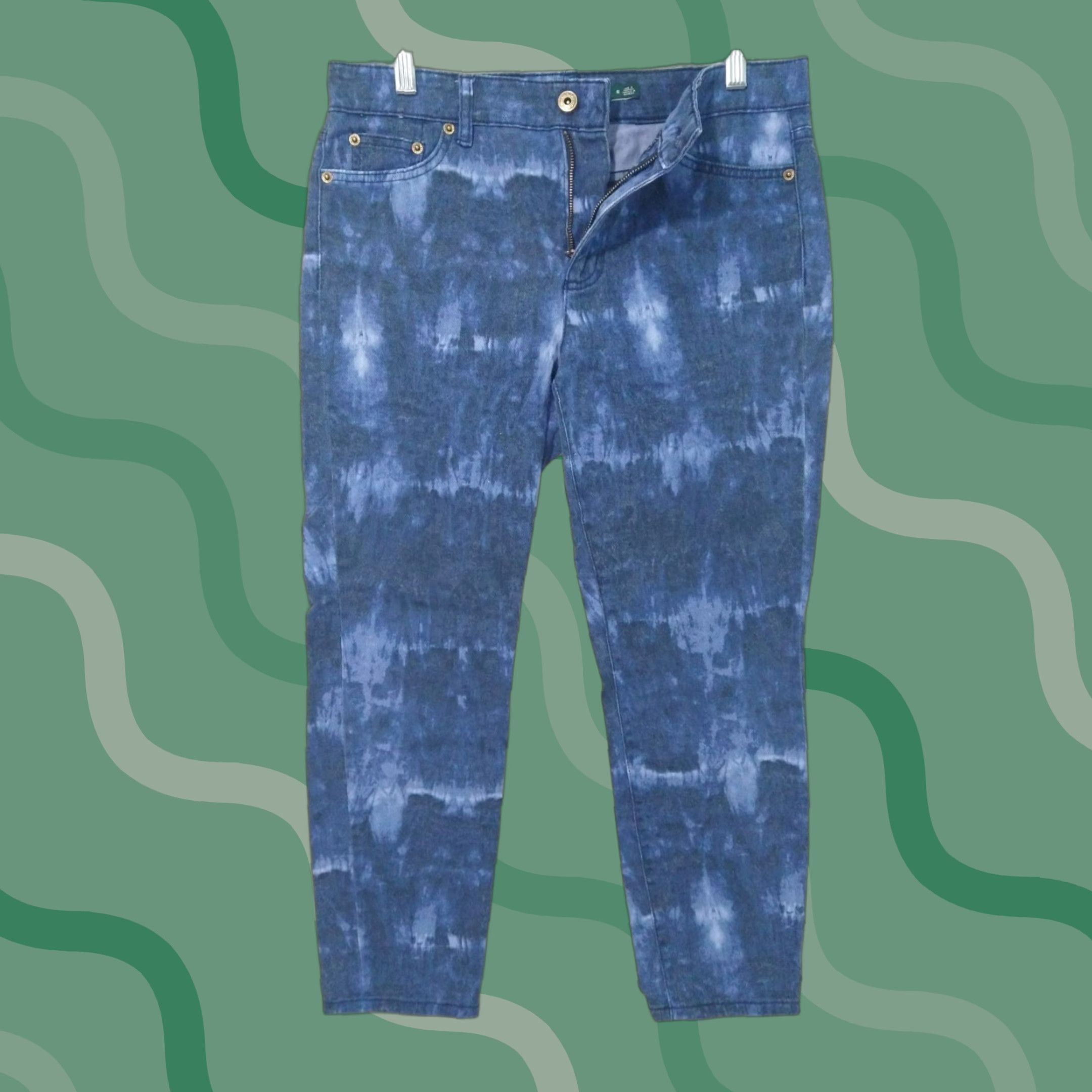 Ralph Lauren Ralph Lauren Jeans 6 Blue Denim Tie Dye Premiere Skinny Cropped Stretch 5-Pocket Bohemian Womens Size 28" / US 6 / IT 42 - 1 Thumbnail
